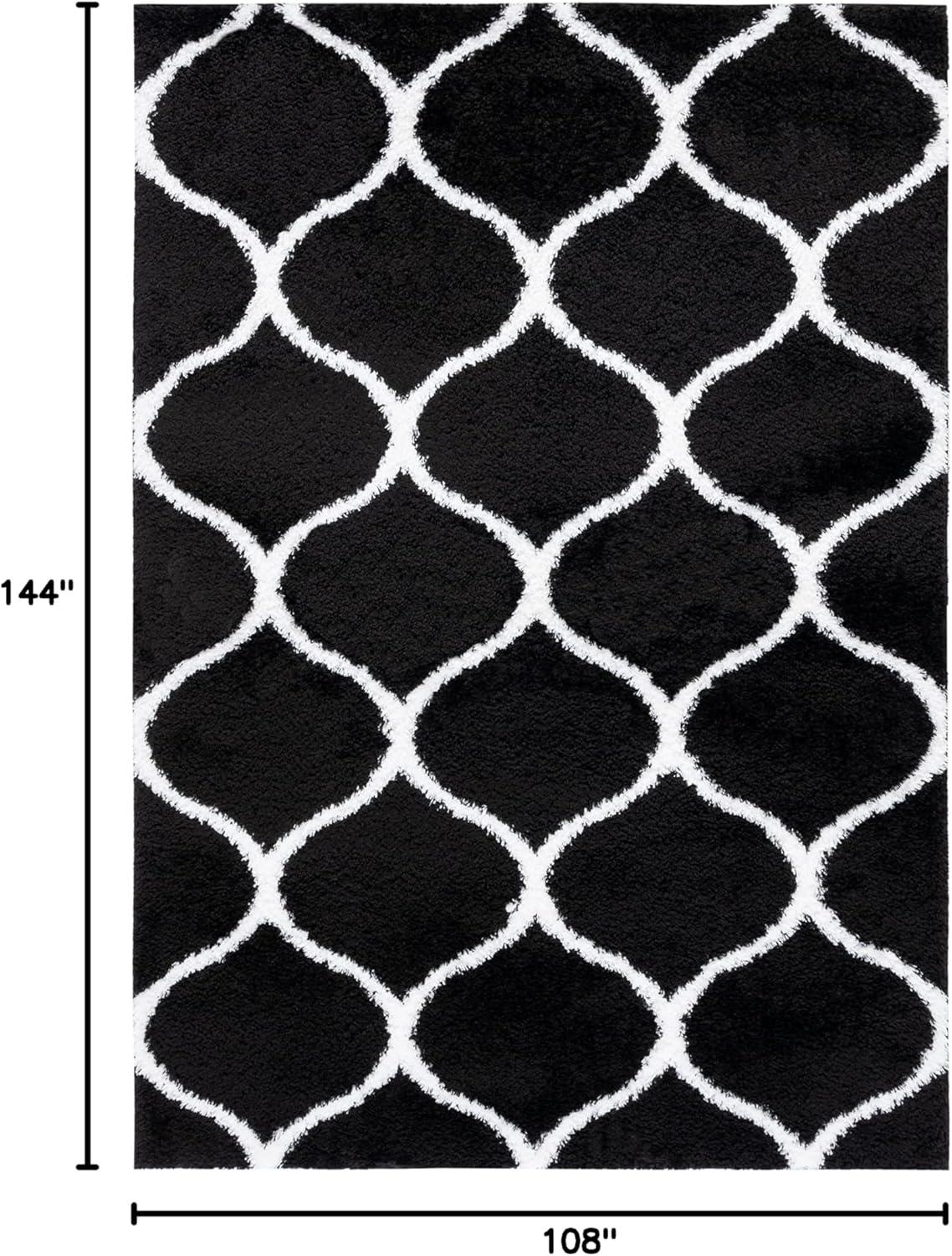 image:imageSAFAVIEH Area Rug 8x10 Tahoe Shag Collection Large Silver amp White Trellis Pattern NonShedding amp Easy Cleaning Plush Thick Pile Ideal for Living Room Bedroom Dining Space THO677GBlackWhite