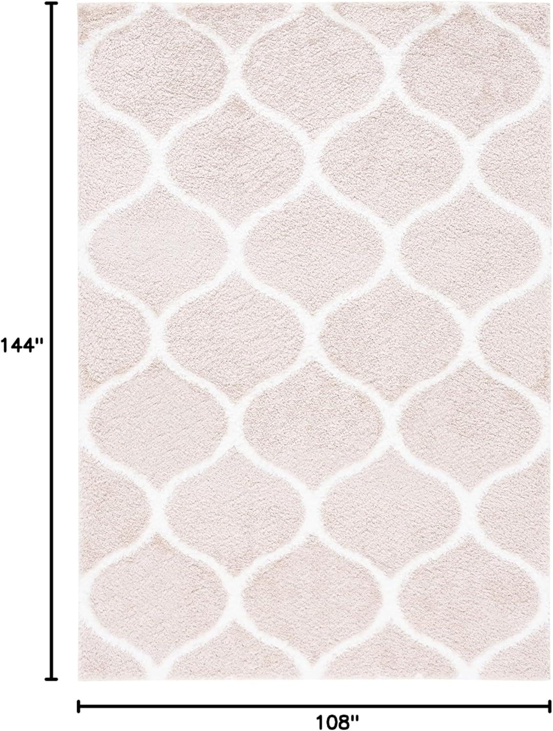 image:imageSAFAVIEH Area Rug 8x10 Tahoe Shag Collection Large Silver amp White Trellis Pattern NonShedding amp Easy Cleaning Plush Thick Pile Ideal for Living Room Bedroom Dining Space THO677GBeigeWhite