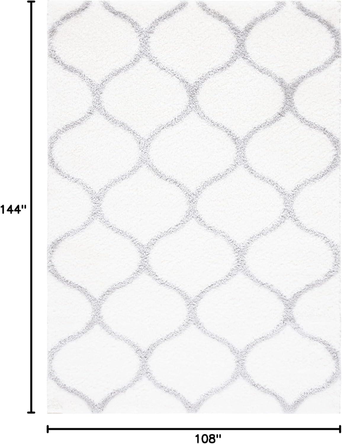 image:imageSAFAVIEH Area Rug 8x10 Tahoe Shag Collection Large Silver amp White Trellis Pattern NonShedding amp Easy Cleaning Plush Thick Pile Ideal for Living Room Bedroom Dining Space THO677GWhiteGrey