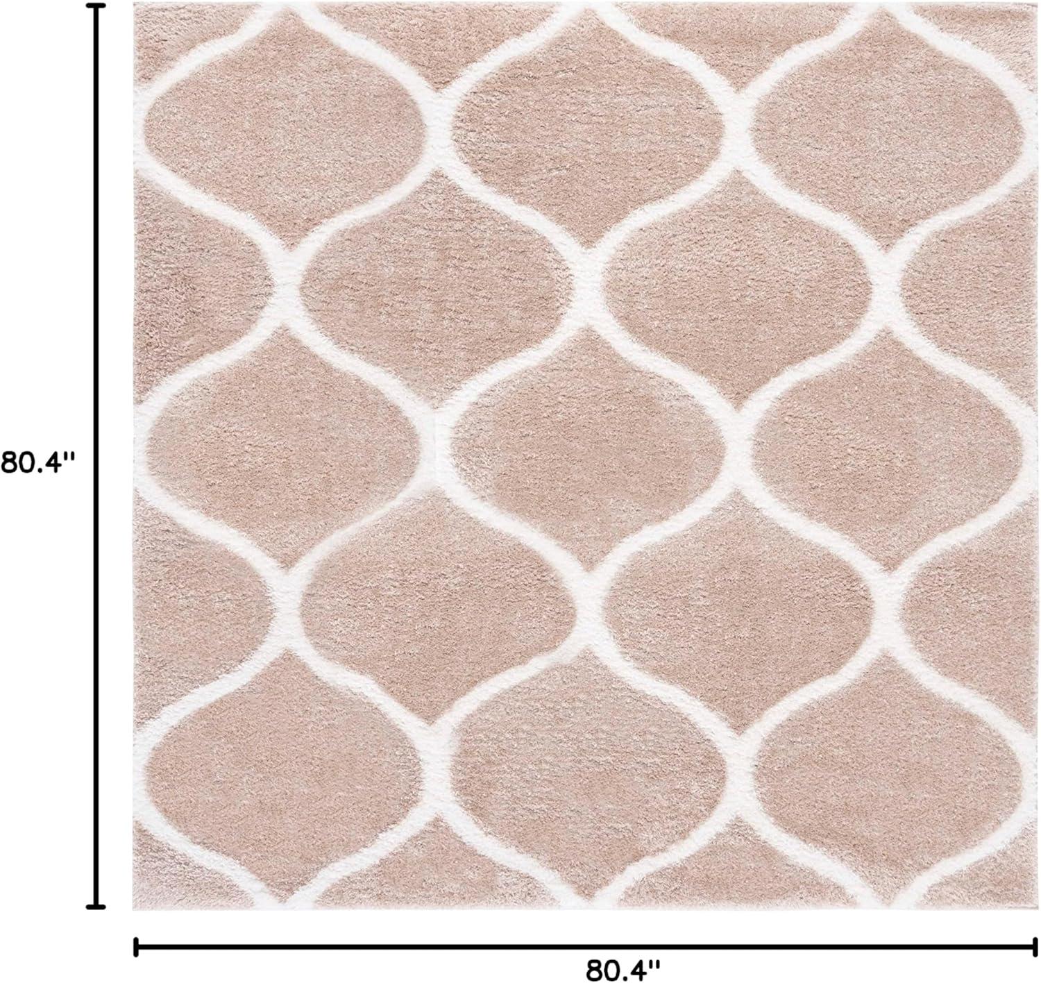 image:imageSAFAVIEH Area Rug 8x10 Tahoe Shag Collection Large Silver amp White Trellis Pattern NonShedding amp Easy Cleaning Plush Thick Pile Ideal for Living Room Bedroom Dining Space THO677GBeigeWhite