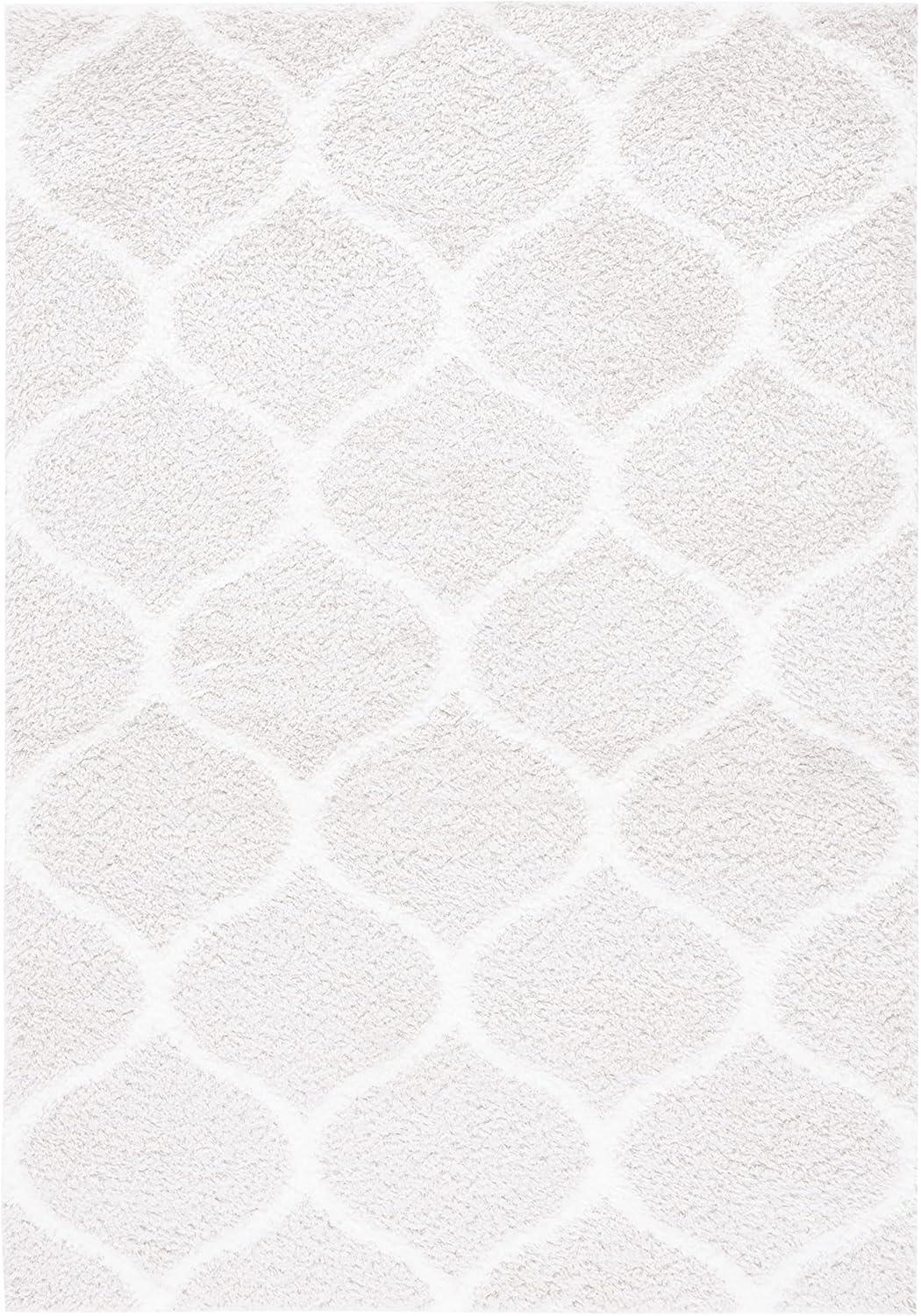 image:imageSAFAVIEH Area Rug 8x10 Tahoe Shag Collection Large Silver amp White Trellis Pattern NonShedding amp Easy Cleaning Plush Thick Pile Ideal for Living Room Bedroom Dining Space THO677GSilverWhite