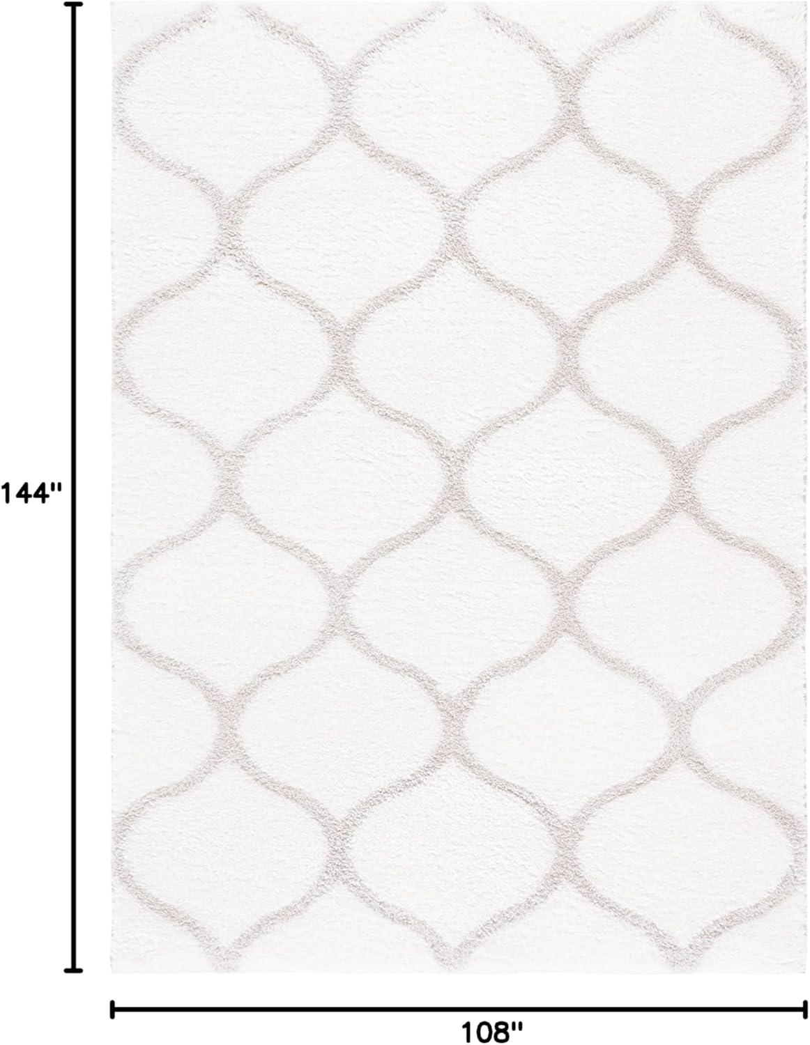 image:imageSAFAVIEH Area Rug 8x10 Tahoe Shag Collection Large Silver amp White Trellis Pattern NonShedding amp Easy Cleaning Plush Thick Pile Ideal for Living Room Bedroom Dining Space THO677GWhiteSilver