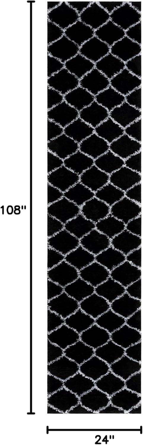 image:imageSAFAVIEH Area Rug 8x10 Tahoe Shag Collection Large Silver amp White Trellis Pattern NonShedding amp Easy Cleaning Plush Thick Pile Ideal for Living Room Bedroom Dining Space THO677GBlackWhite