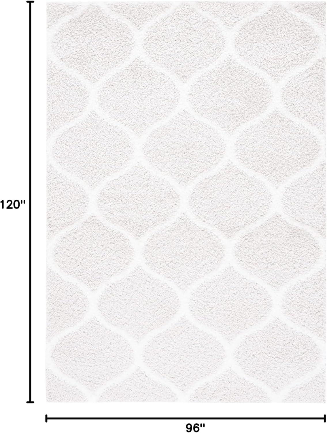 image:imageSAFAVIEH Area Rug 8x10 Tahoe Shag Collection Large Silver amp White Trellis Pattern NonShedding amp Easy Cleaning Plush Thick Pile Ideal for Living Room Bedroom Dining Space THO677GSilverWhite