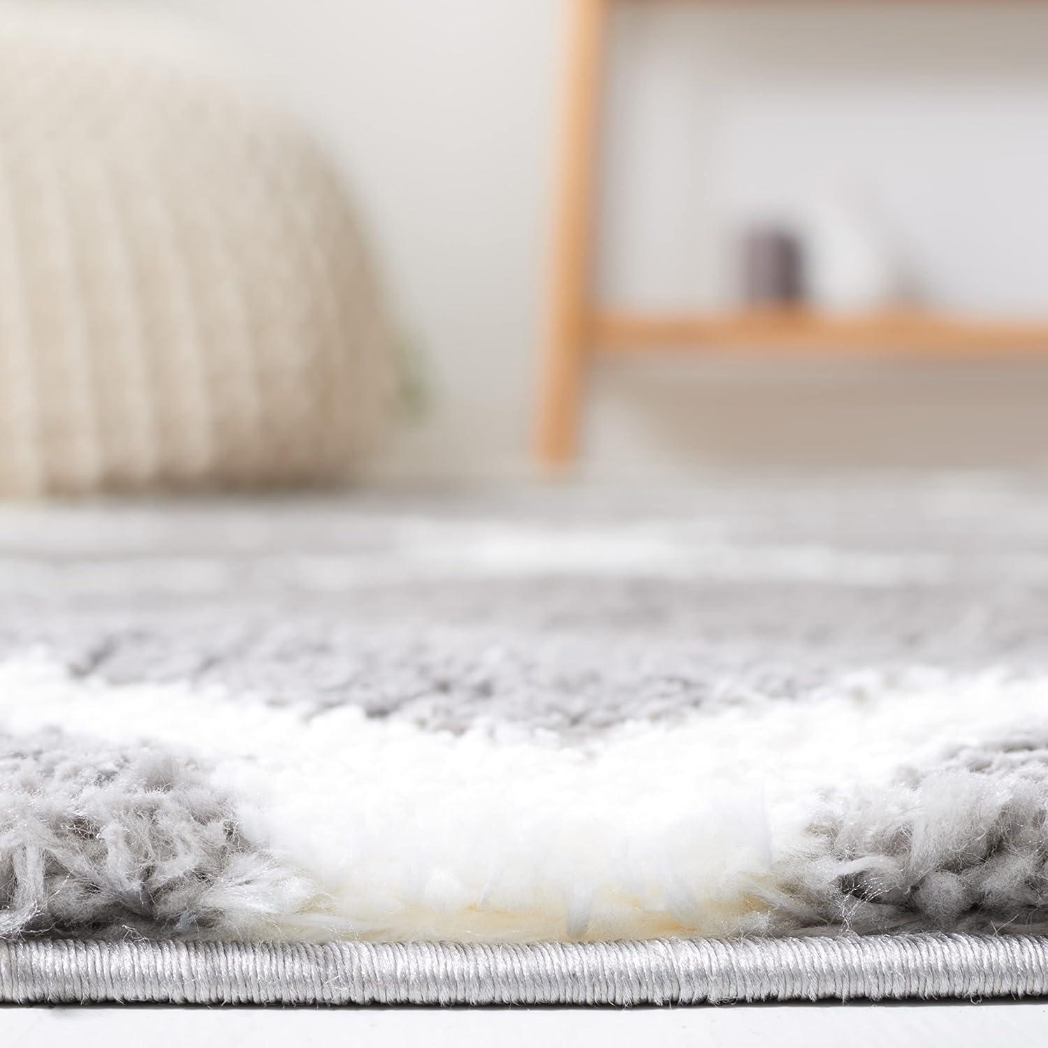 image:imageSAFAVIEH Area Rug 8x10 Tahoe Shag Collection Large Silver amp White Trellis Pattern NonShedding amp Easy Cleaning Plush Thick Pile Ideal for Living Room Bedroom Dining Space THO677GGreyWhite