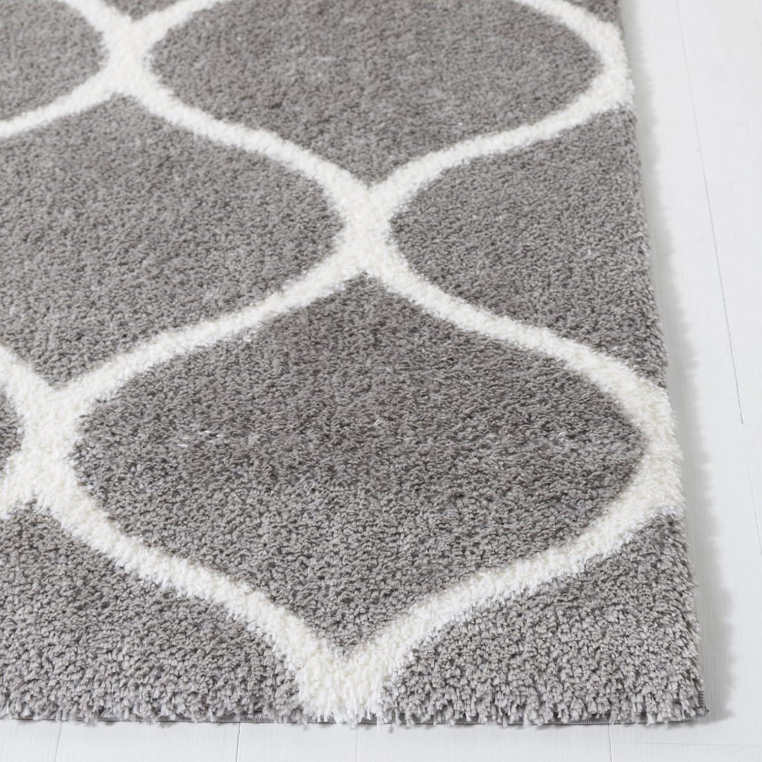 image:imageSAFAVIEH Area Rug 8x10 Tahoe Shag Collection Large Silver amp White Trellis Pattern NonShedding amp Easy Cleaning Plush Thick Pile Ideal for Living Room Bedroom Dining Space THO677GGreyWhite