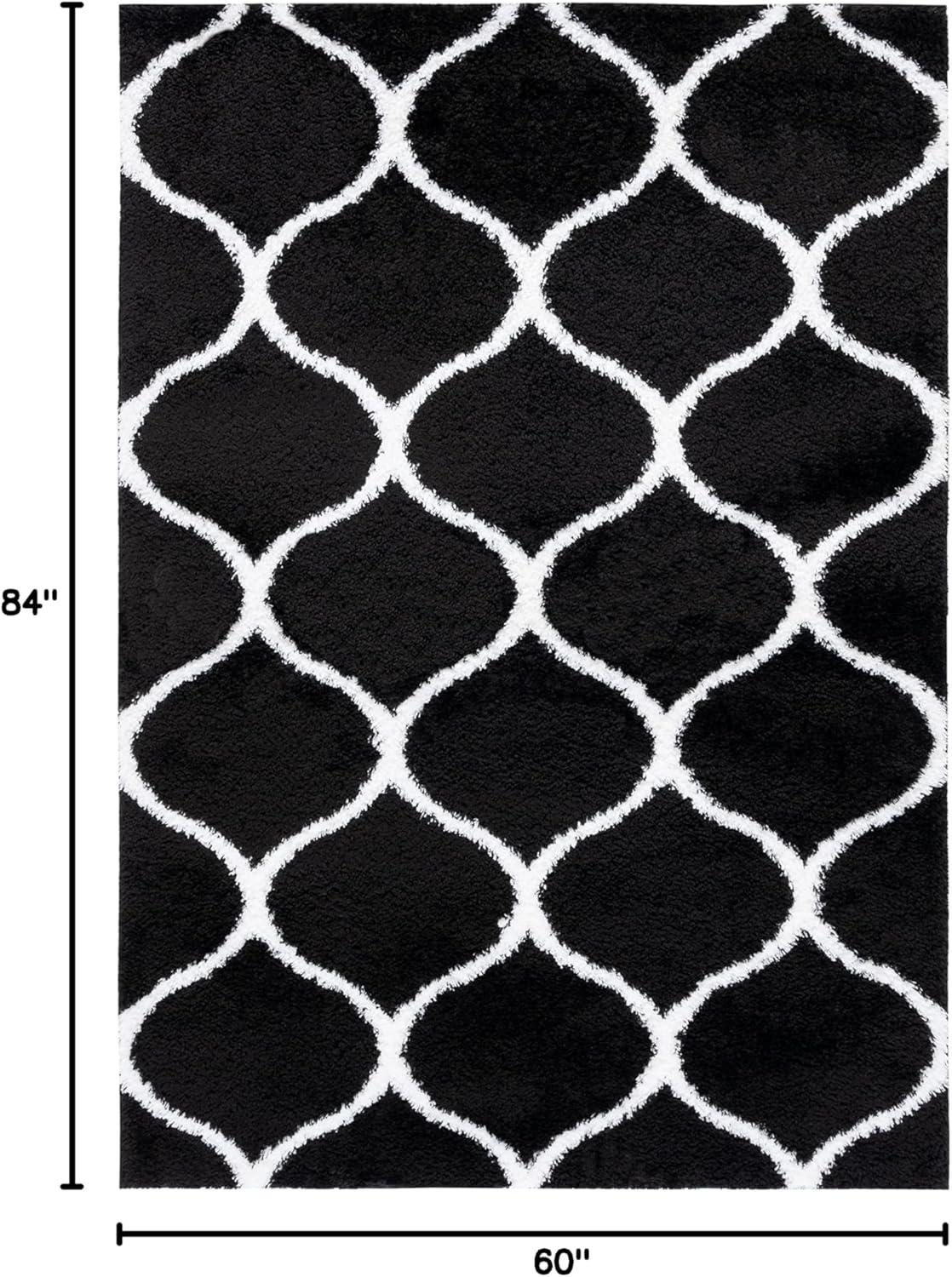 image:imageSAFAVIEH Area Rug 8x10 Tahoe Shag Collection Large Silver amp White Trellis Pattern NonShedding amp Easy Cleaning Plush Thick Pile Ideal for Living Room Bedroom Dining Space THO677GBlackWhite