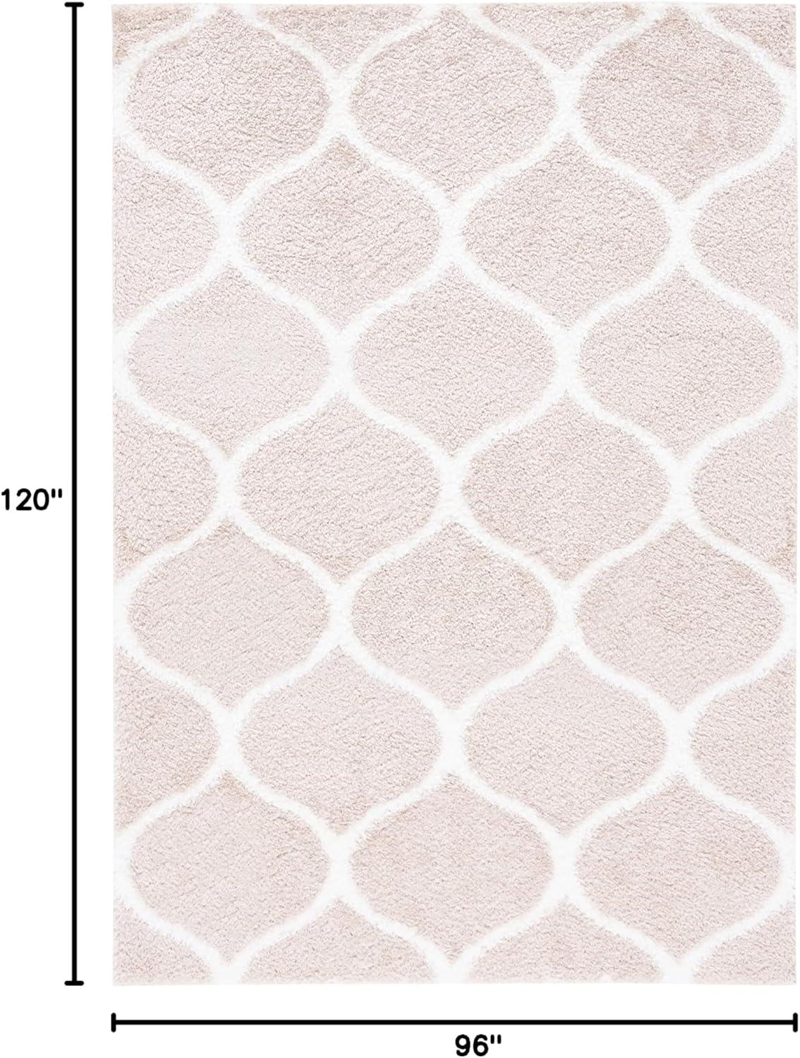image:imageSAFAVIEH Area Rug 8x10 Tahoe Shag Collection Large Silver amp White Trellis Pattern NonShedding amp Easy Cleaning Plush Thick Pile Ideal for Living Room Bedroom Dining Space THO677GBeigeWhite