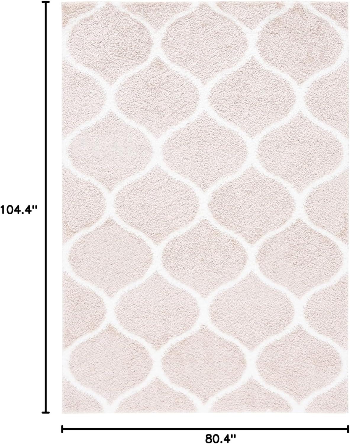 image:imageSAFAVIEH Area Rug 8x10 Tahoe Shag Collection Large Silver amp White Trellis Pattern NonShedding amp Easy Cleaning Plush Thick Pile Ideal for Living Room Bedroom Dining Space THO677GBeigeWhite