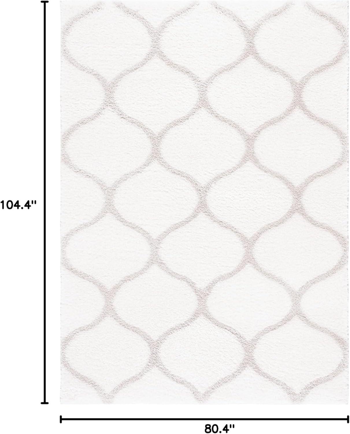 image:imageSAFAVIEH Area Rug 8x10 Tahoe Shag Collection Large Silver amp White Trellis Pattern NonShedding amp Easy Cleaning Plush Thick Pile Ideal for Living Room Bedroom Dining Space THO677GWhiteSilver