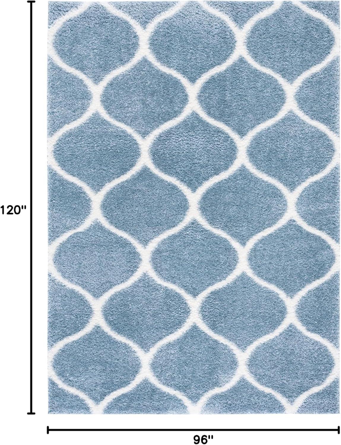 image:imageSAFAVIEH Area Rug 8x10 Tahoe Shag Collection Large Silver amp White Trellis Pattern NonShedding amp Easy Cleaning Plush Thick Pile Ideal for Living Room Bedroom Dining Space THO677GBlueWhite