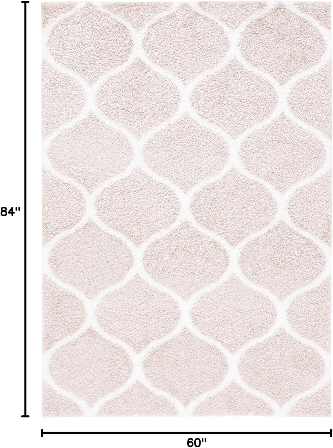 image:imageSAFAVIEH Area Rug 8x10 Tahoe Shag Collection Large Silver amp White Trellis Pattern NonShedding amp Easy Cleaning Plush Thick Pile Ideal for Living Room Bedroom Dining Space THO677GBeigeWhite