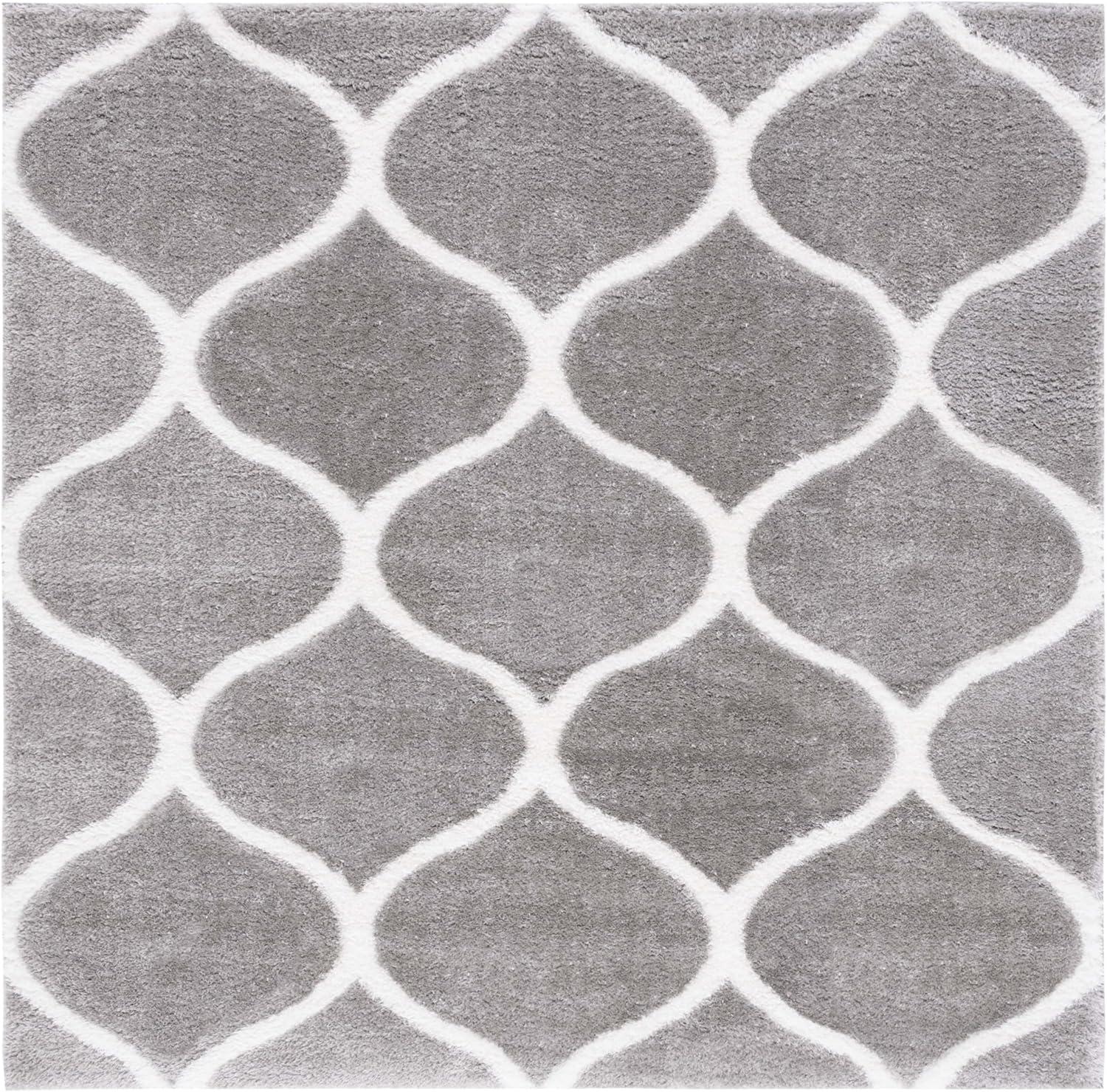 image:imageSAFAVIEH Area Rug 8x10 Tahoe Shag Collection Large Silver amp White Trellis Pattern NonShedding amp Easy Cleaning Plush Thick Pile Ideal for Living Room Bedroom Dining Space THO677GGreyWhite