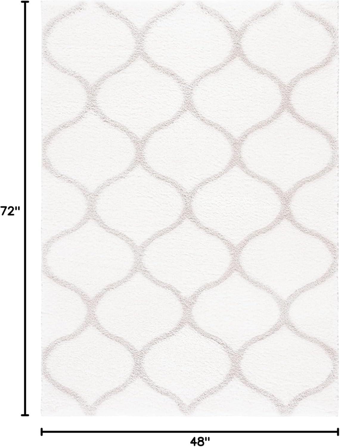 image:imageSAFAVIEH Area Rug 8x10 Tahoe Shag Collection Large Silver amp White Trellis Pattern NonShedding amp Easy Cleaning Plush Thick Pile Ideal for Living Room Bedroom Dining Space THO677GWhiteSilver