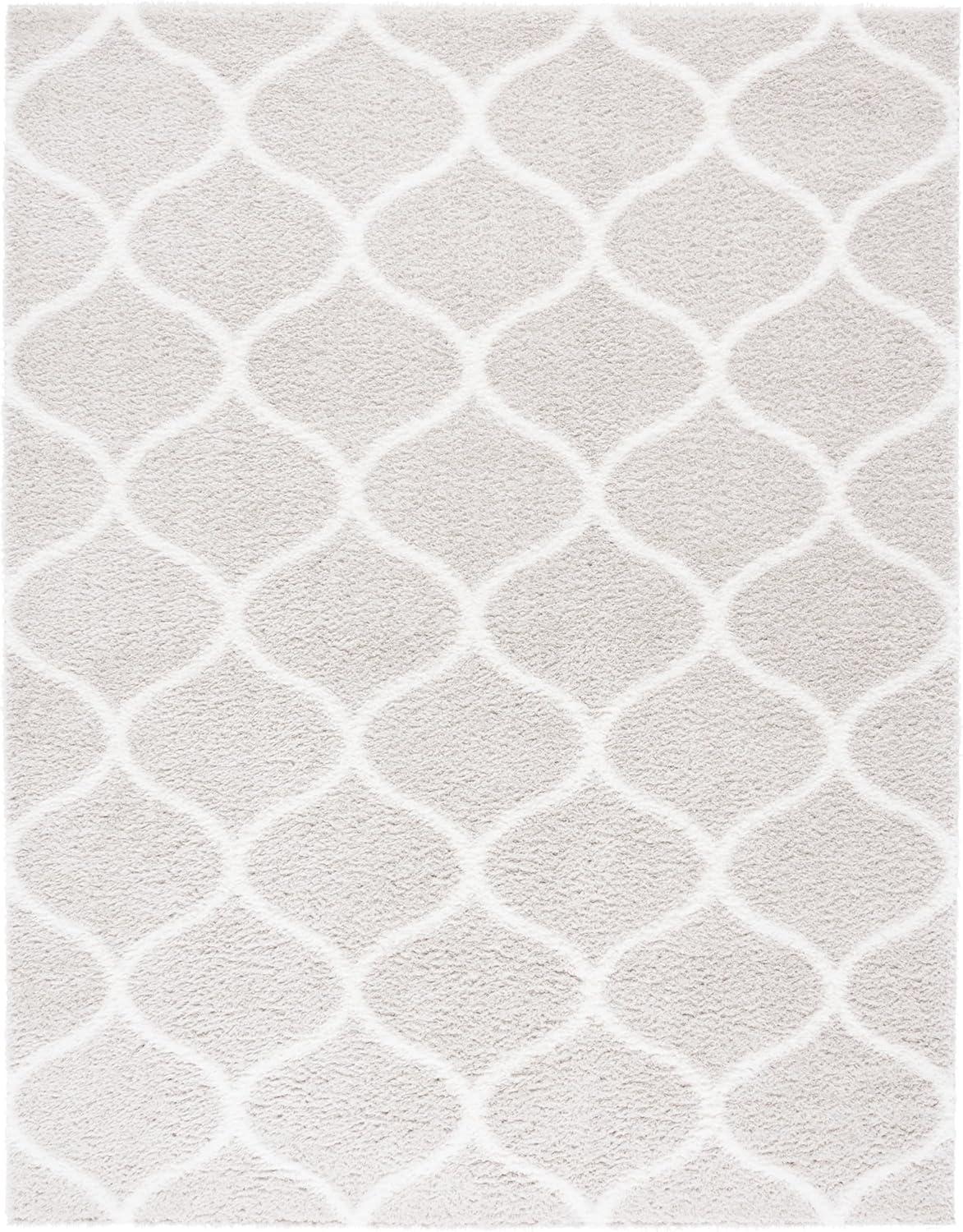image:imageSAFAVIEH Area Rug 8x10 Tahoe Shag Collection Large Silver amp White Trellis Pattern NonShedding amp Easy Cleaning Plush Thick Pile Ideal for Living Room Bedroom Dining Space THO677GSilverWhite