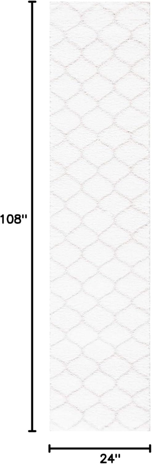 image:imageSAFAVIEH Area Rug 8x10 Tahoe Shag Collection Large Silver amp White Trellis Pattern NonShedding amp Easy Cleaning Plush Thick Pile Ideal for Living Room Bedroom Dining Space THO677GWhiteSilver