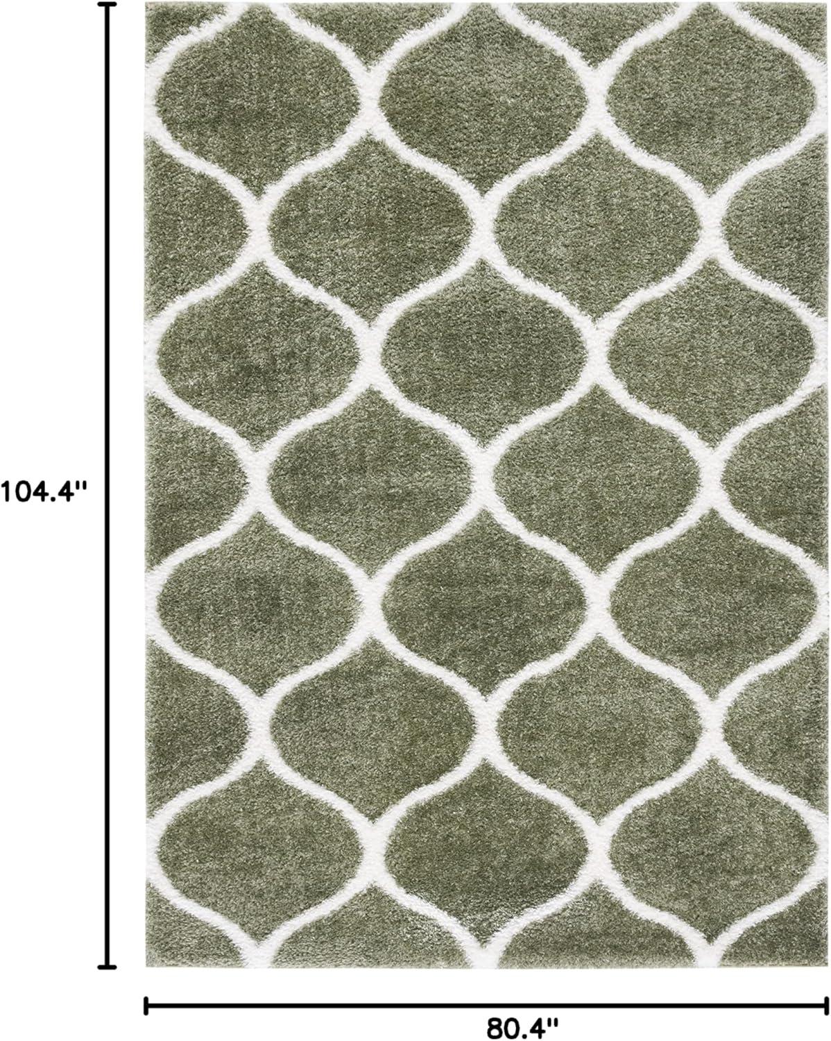 image:imageSAFAVIEH Area Rug 8x10 Tahoe Shag Collection Large Silver amp White Trellis Pattern NonShedding amp Easy Cleaning Plush Thick Pile Ideal for Living Room Bedroom Dining Space THO677GSageWhite