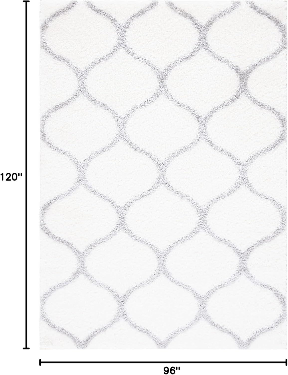 image:imageSAFAVIEH Area Rug 8x10 Tahoe Shag Collection Large Silver amp White Trellis Pattern NonShedding amp Easy Cleaning Plush Thick Pile Ideal for Living Room Bedroom Dining Space THO677GWhiteGrey
