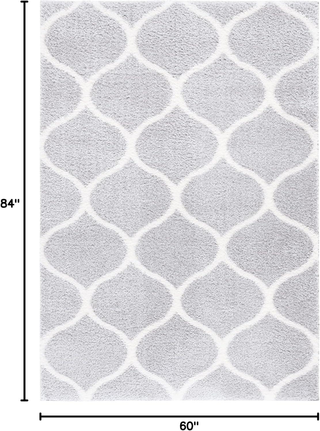 image:imageSAFAVIEH Area Rug 8x10 Tahoe Shag Collection Large Silver amp White Trellis Pattern NonShedding amp Easy Cleaning Plush Thick Pile Ideal for Living Room Bedroom Dining Space THO677GLight GreyWhite