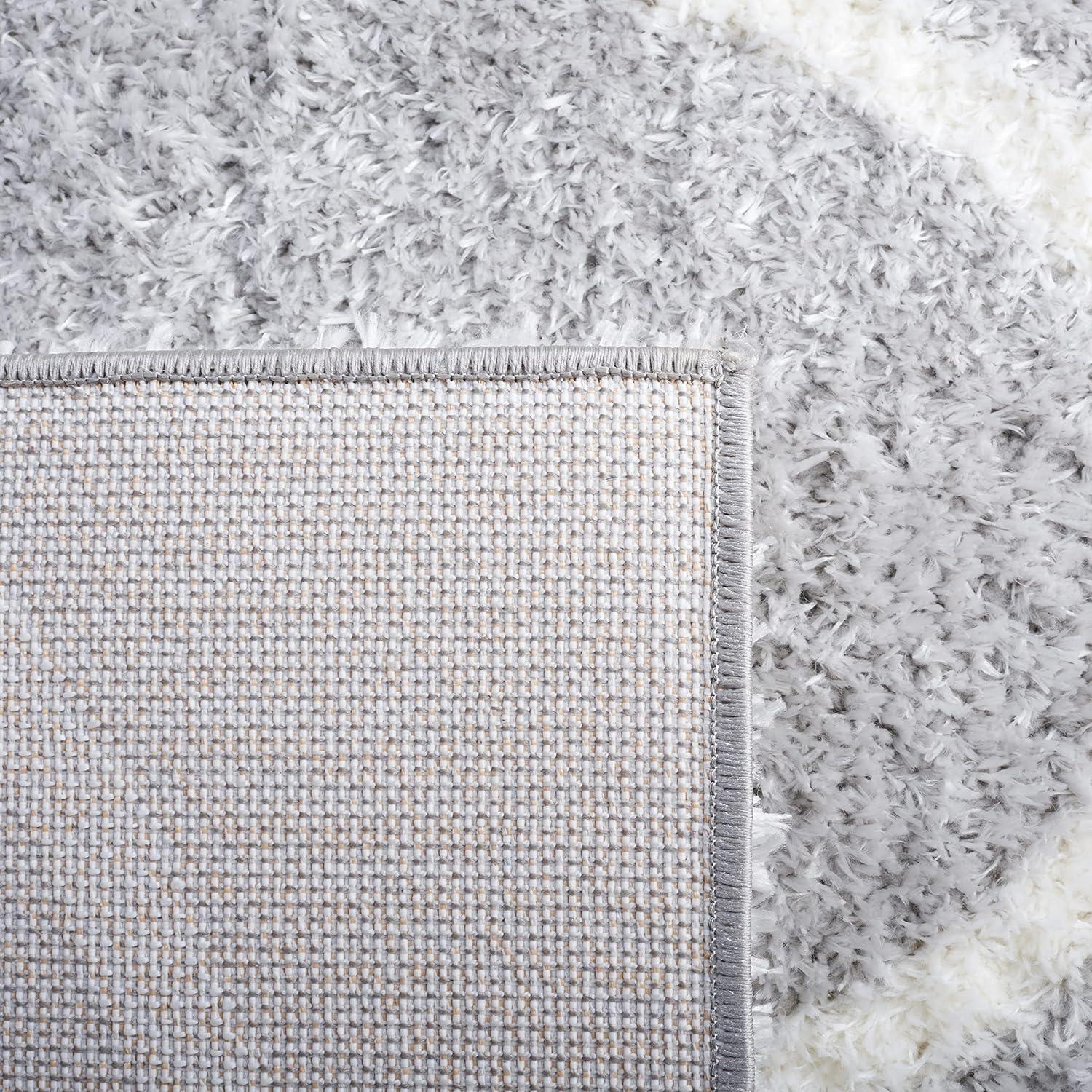 image:imageSAFAVIEH Area Rug 8x10 Tahoe Shag Collection Large Silver amp White Trellis Pattern NonShedding amp Easy Cleaning Plush Thick Pile Ideal for Living Room Bedroom Dining Space THO677GLight GreyWhite