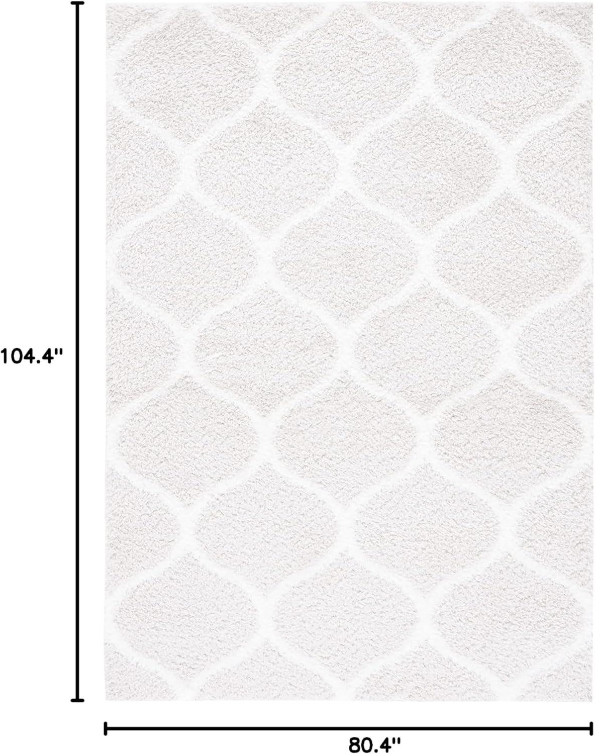 image:imageSAFAVIEH Area Rug 8x10 Tahoe Shag Collection Large Silver amp White Trellis Pattern NonShedding amp Easy Cleaning Plush Thick Pile Ideal for Living Room Bedroom Dining Space THO677GSilverWhite