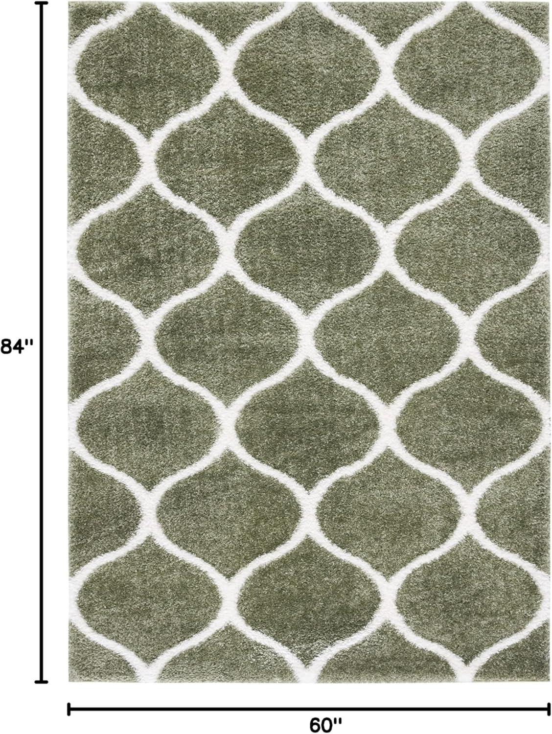 image:imageSAFAVIEH Area Rug 8x10 Tahoe Shag Collection Large Silver amp White Trellis Pattern NonShedding amp Easy Cleaning Plush Thick Pile Ideal for Living Room Bedroom Dining Space THO677GSageWhite