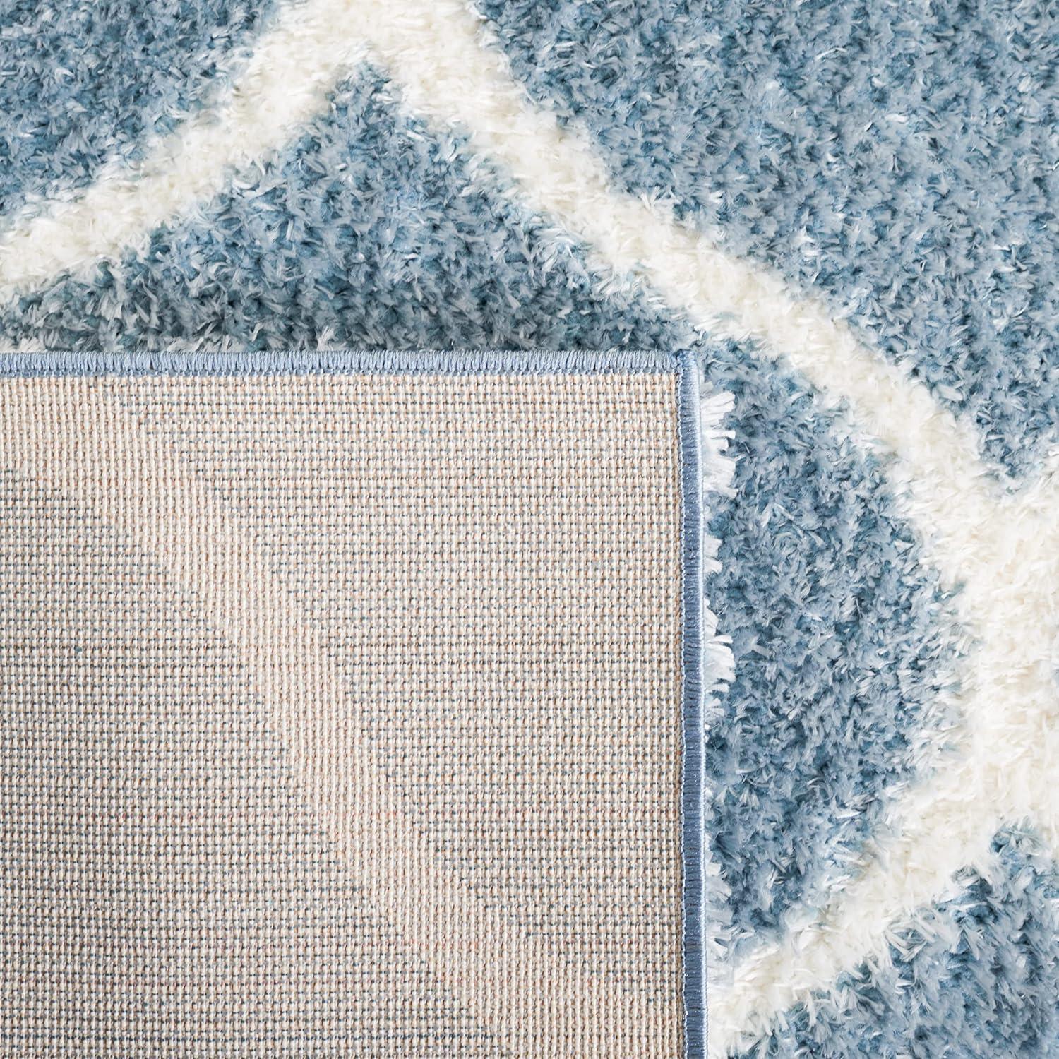 image:imageSAFAVIEH Area Rug 8x10 Tahoe Shag Collection Large Silver amp White Trellis Pattern NonShedding amp Easy Cleaning Plush Thick Pile Ideal for Living Room Bedroom Dining Space THO677GBlueWhite