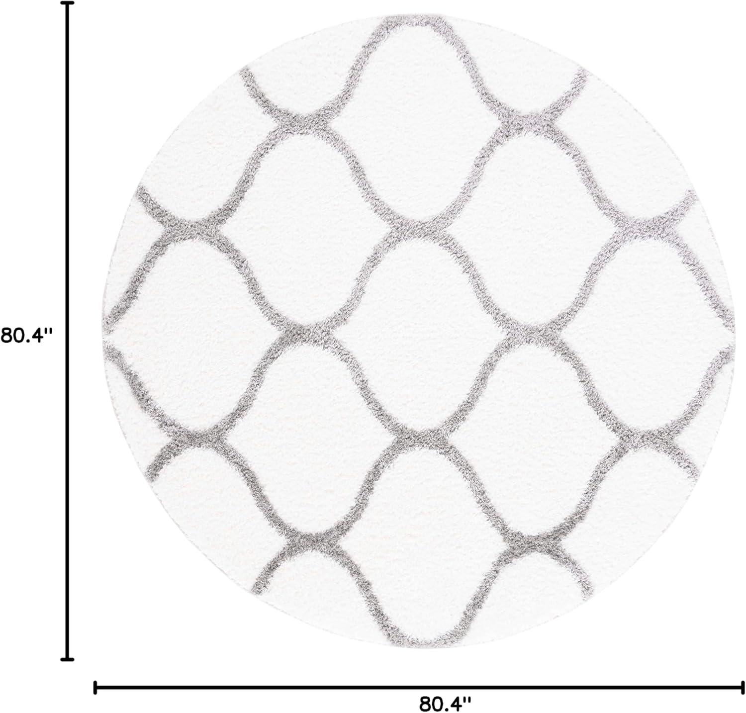 image:imageSAFAVIEH Area Rug 8x10 Tahoe Shag Collection Large Silver amp White Trellis Pattern NonShedding amp Easy Cleaning Plush Thick Pile Ideal for Living Room Bedroom Dining Space THO677GWhiteGrey