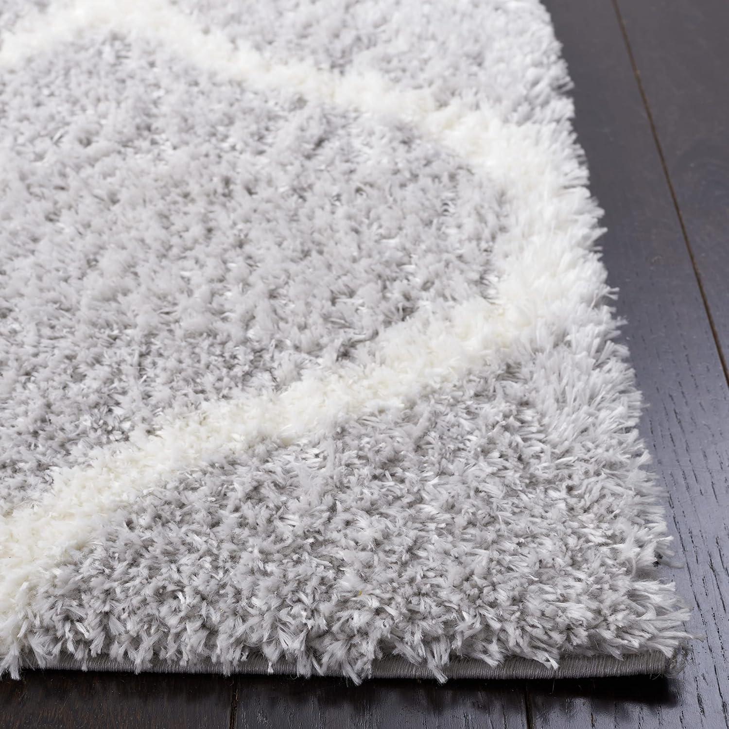 image:imageSAFAVIEH Area Rug 8x10 Tahoe Shag Collection Large Silver amp White Trellis Pattern NonShedding amp Easy Cleaning Plush Thick Pile Ideal for Living Room Bedroom Dining Space THO677GLight GreyWhite