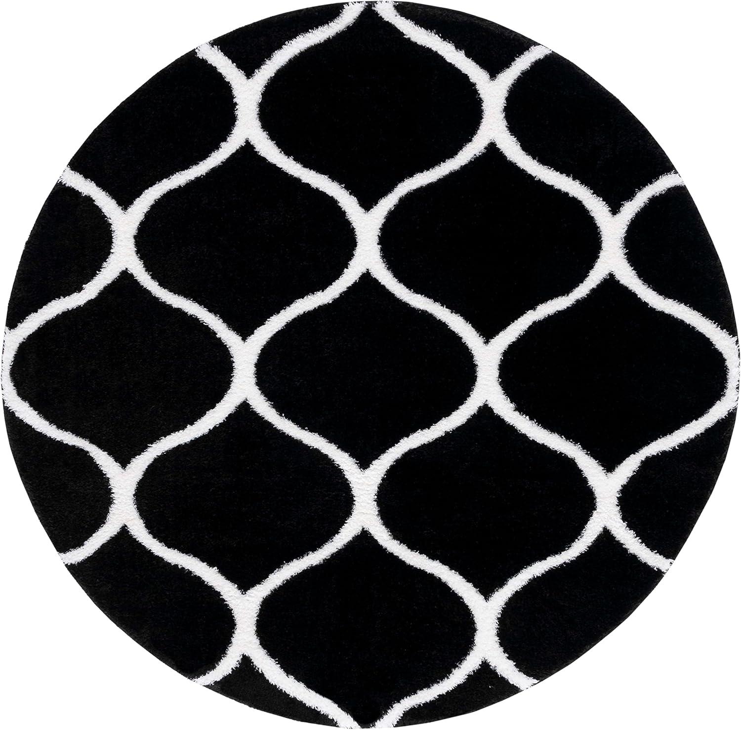 image:imageSAFAVIEH Area Rug 8x10 Tahoe Shag Collection Large Silver amp White Trellis Pattern NonShedding amp Easy Cleaning Plush Thick Pile Ideal for Living Room Bedroom Dining Space THO677GBlackWhite