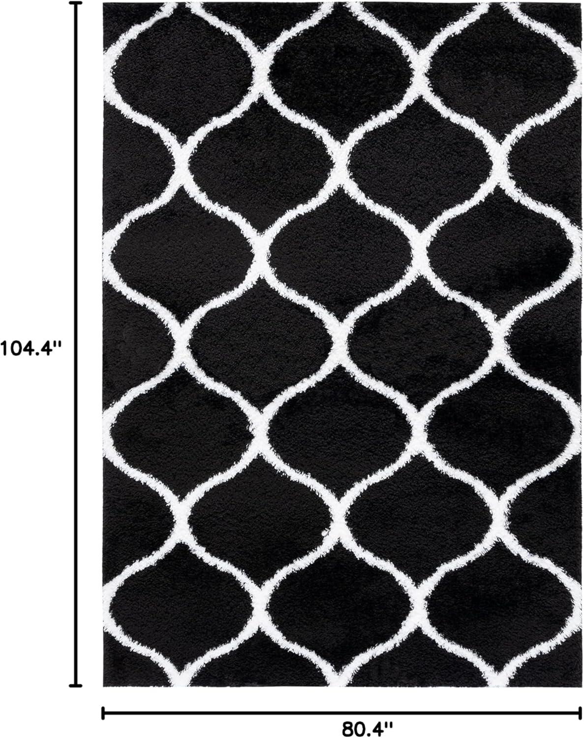 image:imageSAFAVIEH Area Rug 8x10 Tahoe Shag Collection Large Silver amp White Trellis Pattern NonShedding amp Easy Cleaning Plush Thick Pile Ideal for Living Room Bedroom Dining Space THO677GBlackWhite