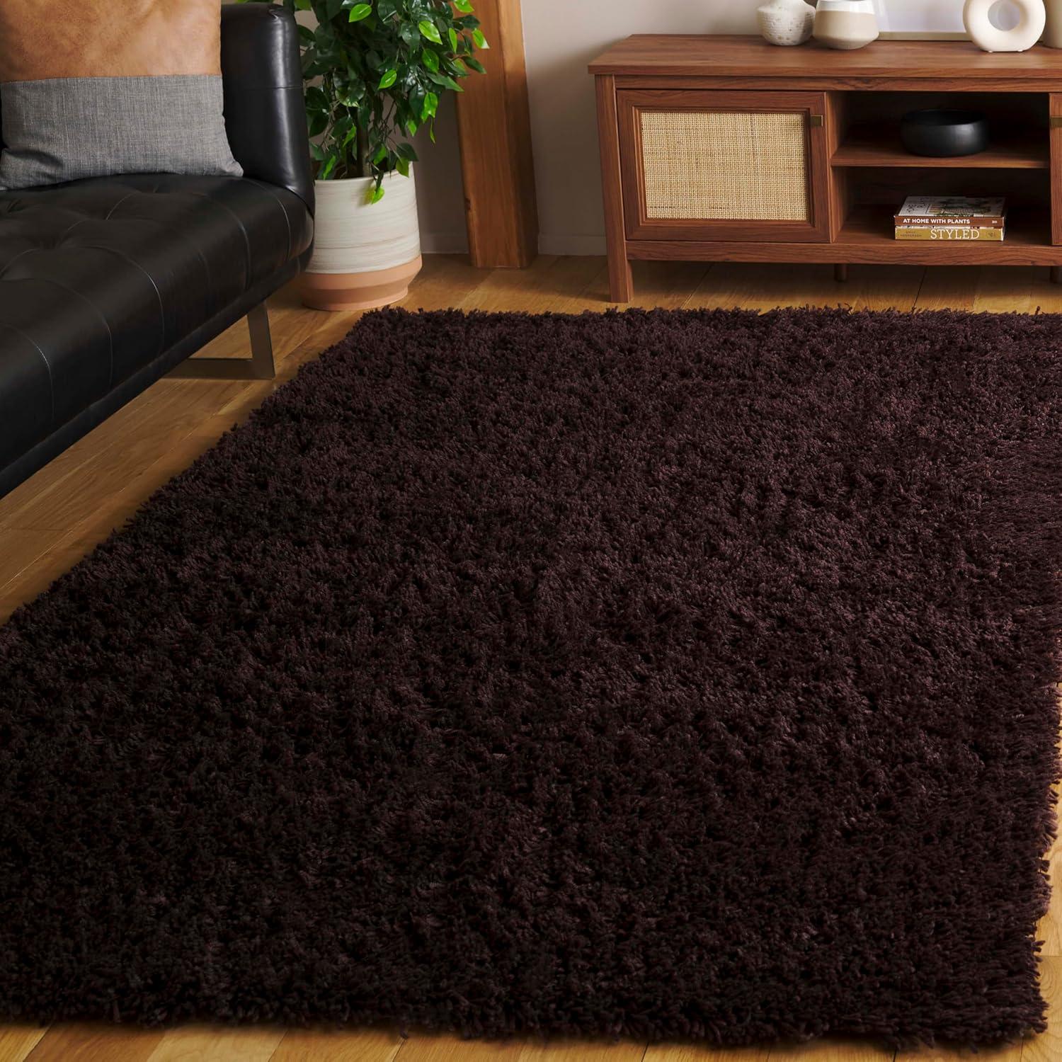 image:imageSAFAVIEH Classic Shag Collection Area Rug 5 x 8 Lime Handmade 175inch Thick Ideal for High Traffic Areas in Living Room Bedroom SG240BChocolate