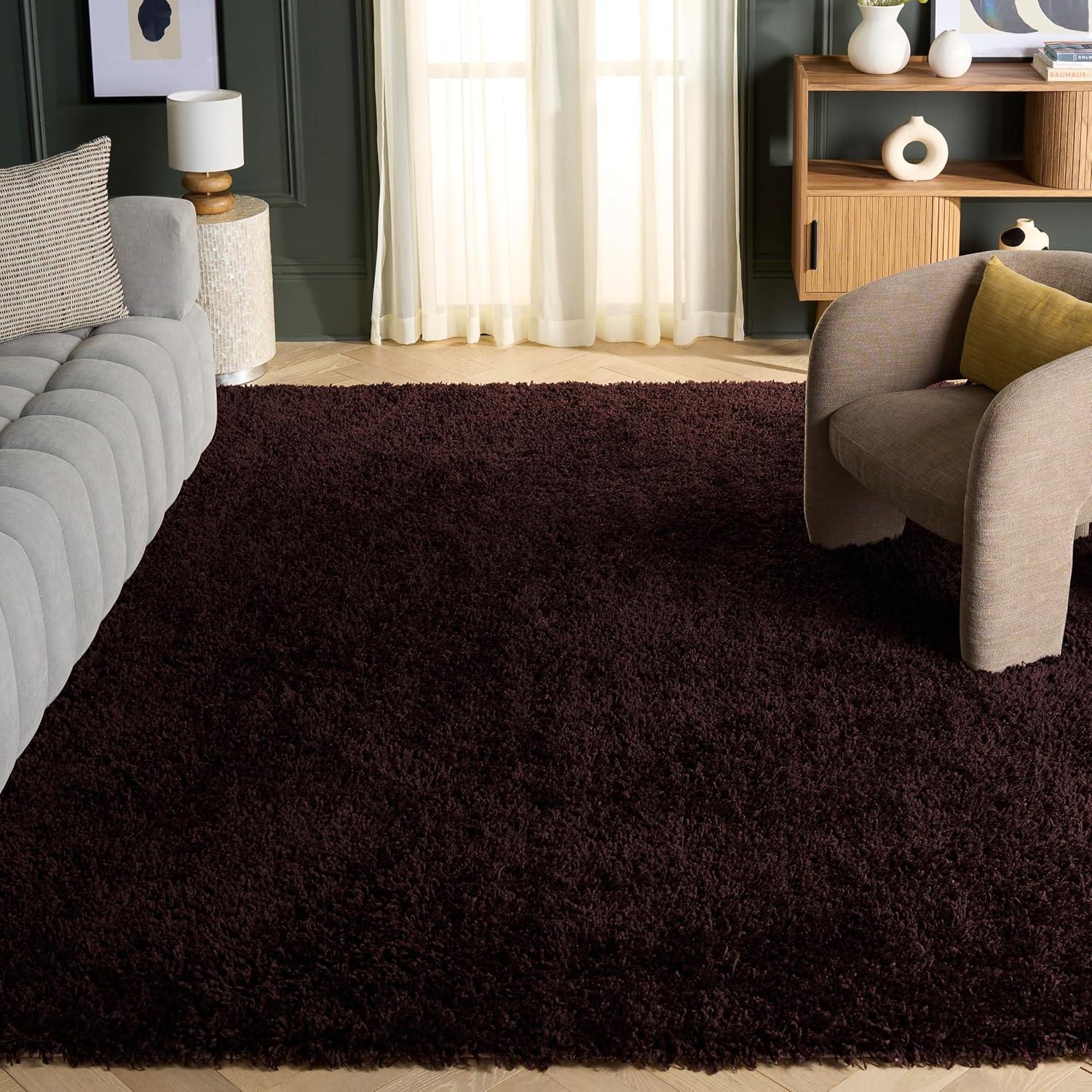 image:imageSAFAVIEH Classic Shag Collection Area Rug 5 x 8 Lime Handmade 175inch Thick Ideal for High Traffic Areas in Living Room Bedroom SG240BChocolate