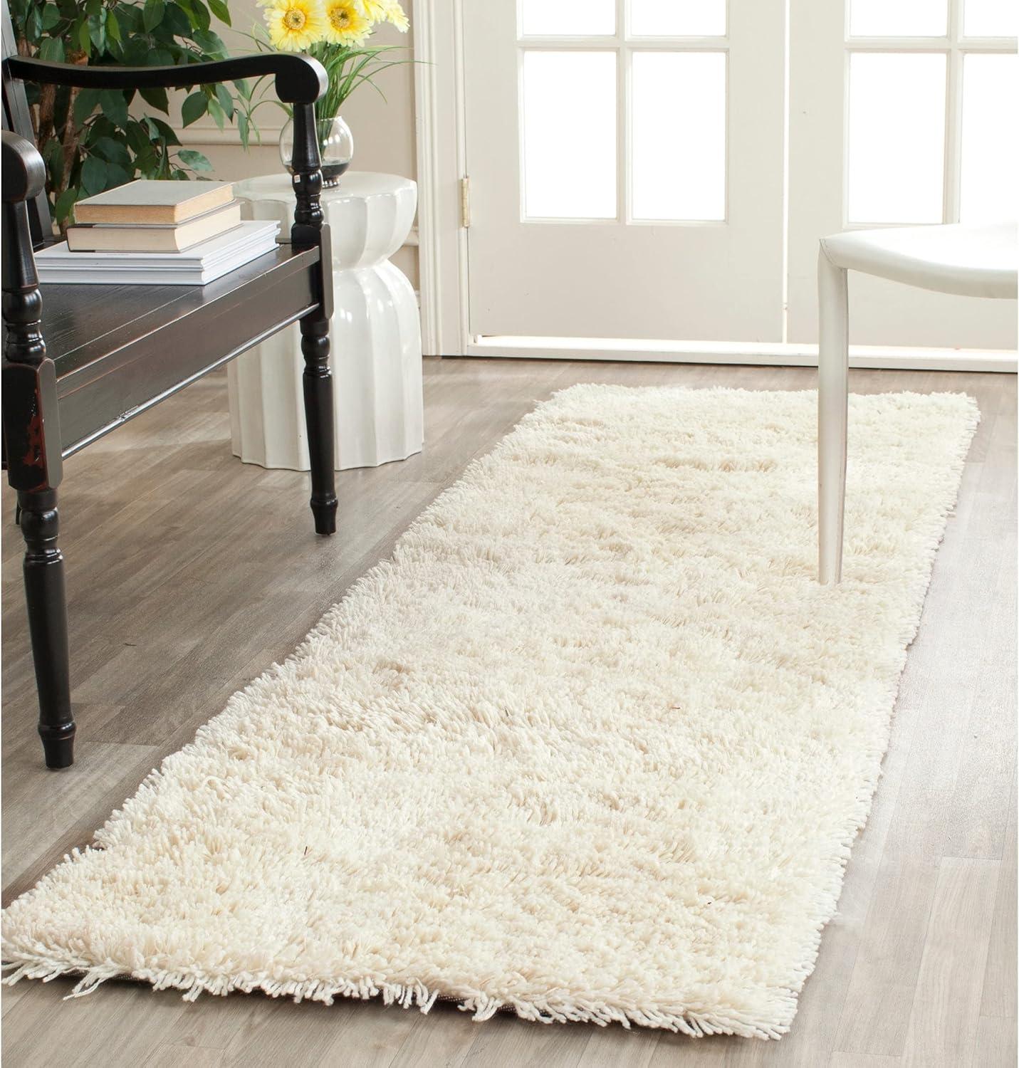 image:imageSAFAVIEH Classic Shag Collection Area Rug 5 x 8 Lime Handmade 175inch Thick Ideal for High Traffic Areas in Living Room Bedroom SG240BIvory