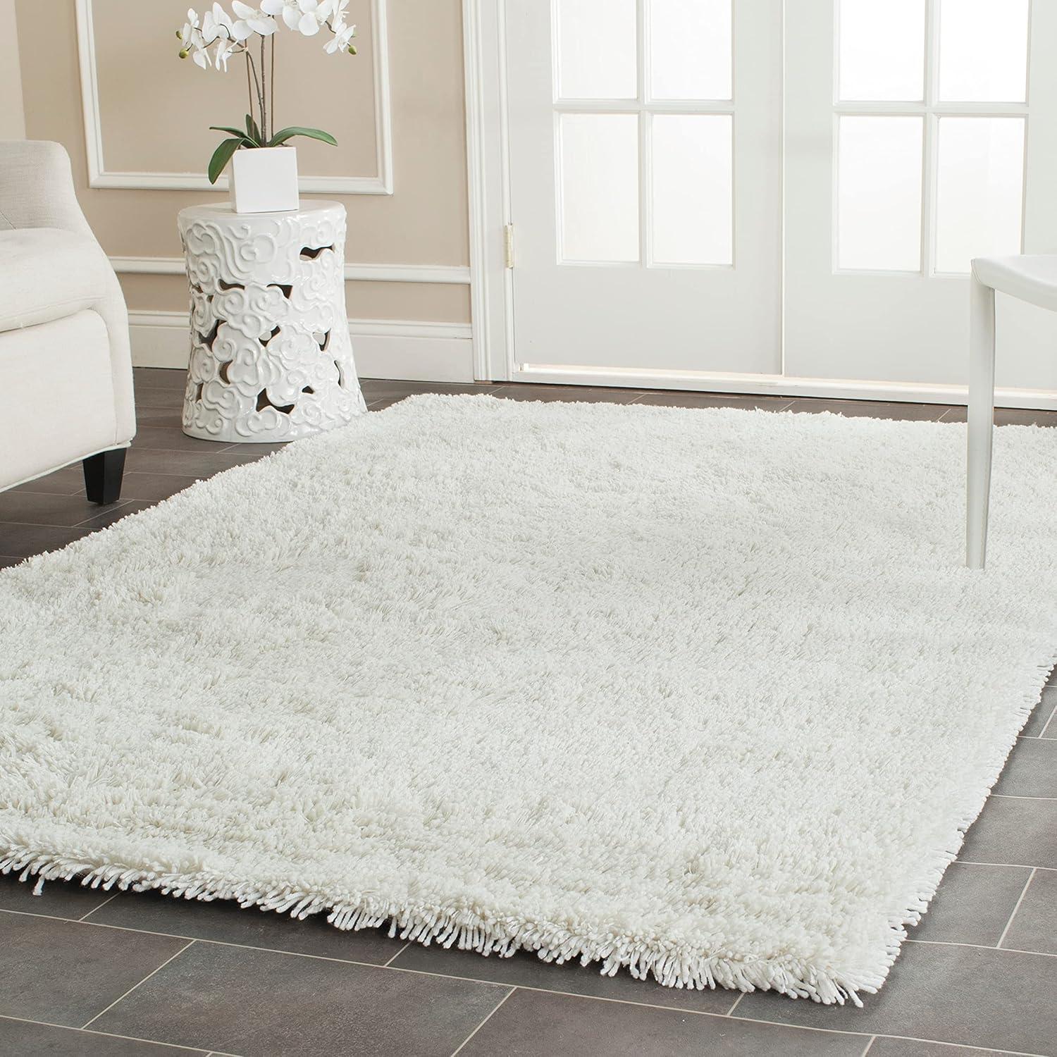 image:imageSAFAVIEH Classic Shag Collection Area Rug 5 x 8 Lime Handmade 175inch Thick Ideal for High Traffic Areas in Living Room Bedroom SG240BIvory