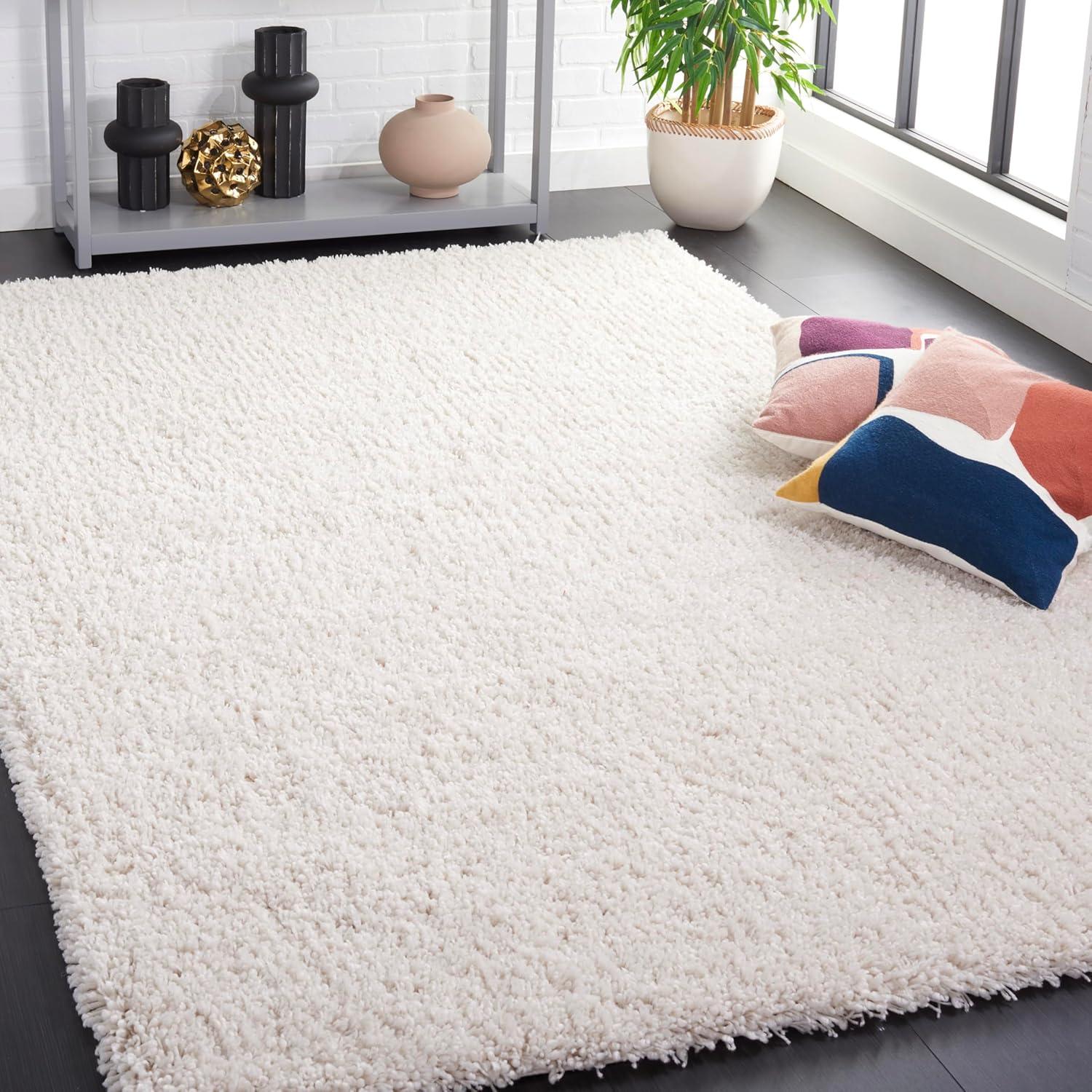 image:imageSAFAVIEH Classic Shag Collection Area Rug 5 x 8 Lime Handmade 175inch Thick Ideal for High Traffic Areas in Living Room Bedroom SG240BIvory