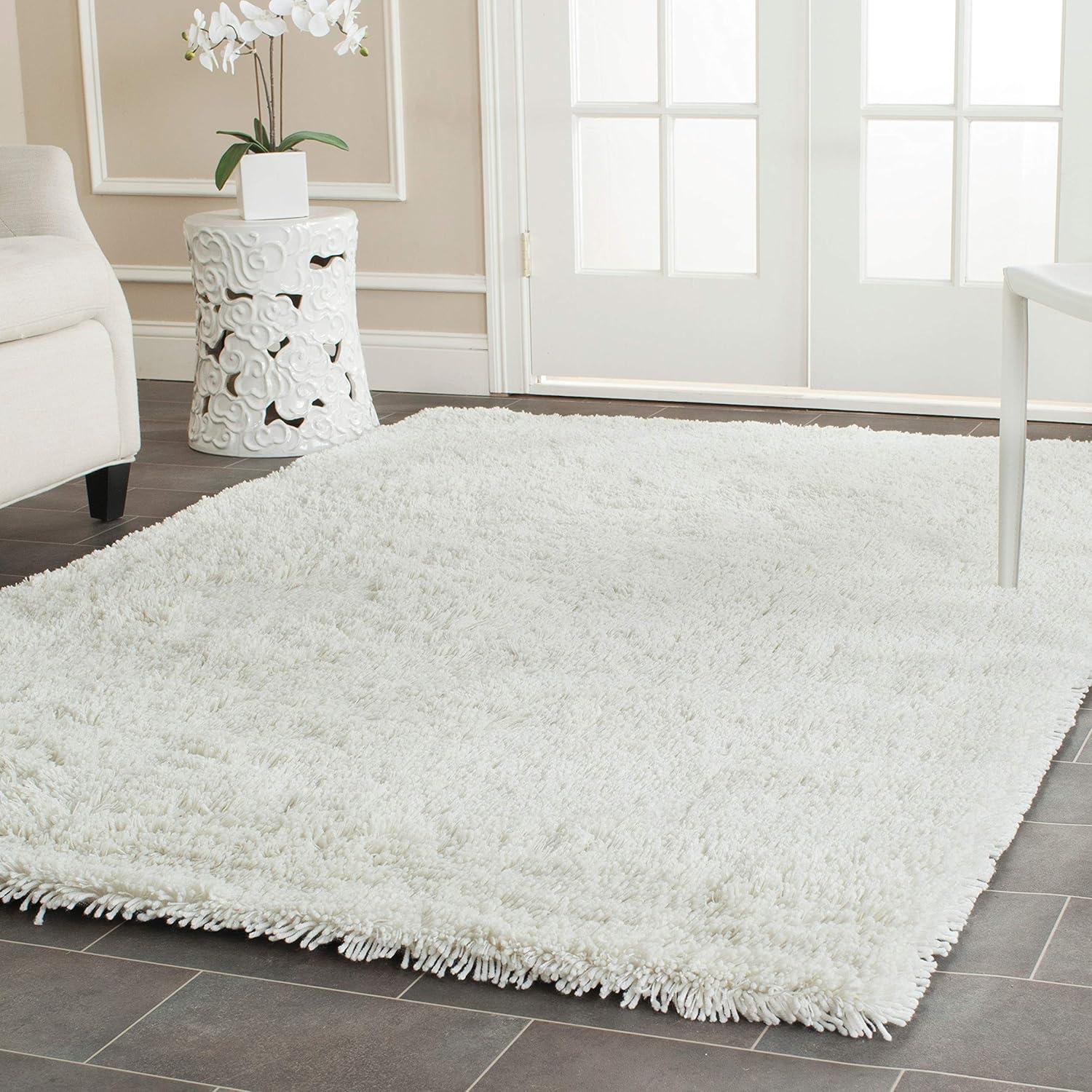 image:imageSAFAVIEH Classic Shag Collection Area Rug 5 x 8 Lime Handmade 175inch Thick Ideal for High Traffic Areas in Living Room Bedroom SG240BIvory