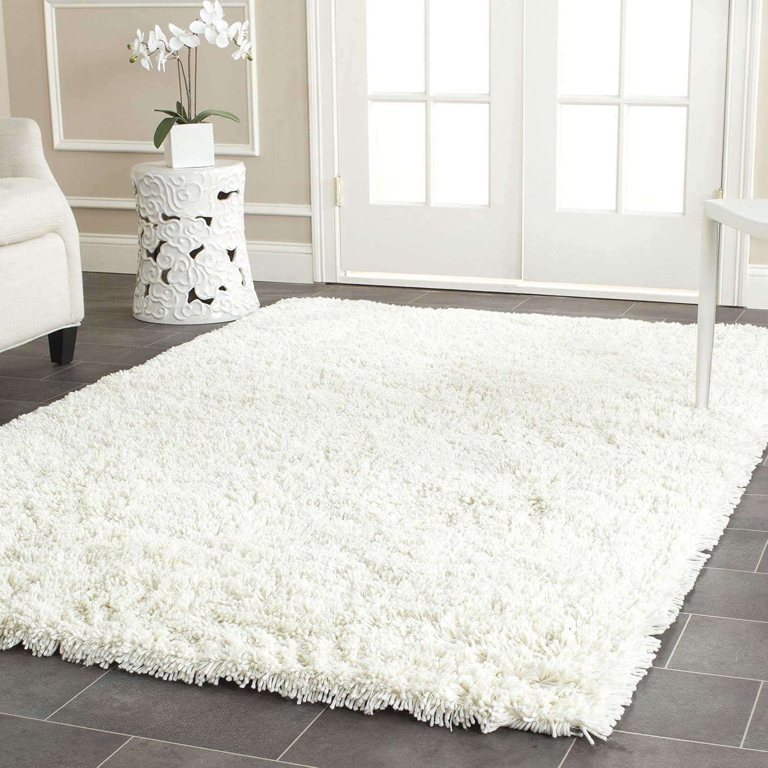 image:imageSAFAVIEH Classic Shag Collection Area Rug 5 x 8 Lime Handmade 175inch Thick Ideal for High Traffic Areas in Living Room Bedroom SG240BIvory