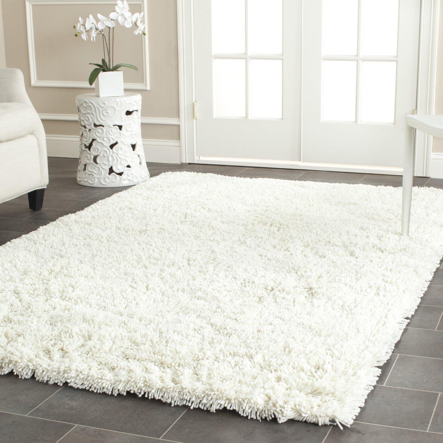 image:imageSAFAVIEH Classic Shag Collection Area Rug 5 x 8 Lime Handmade 175inch Thick Ideal for High Traffic Areas in Living Room Bedroom SG240BIvory