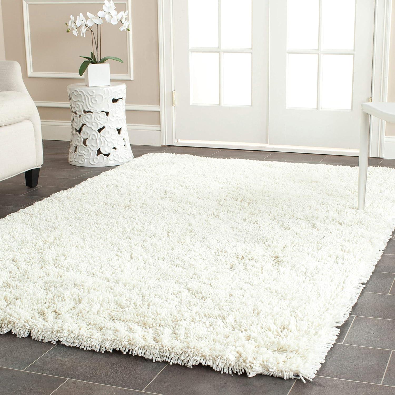 image:imageSAFAVIEH Classic Shag Collection Area Rug 5 x 8 Lime Handmade 175inch Thick Ideal for High Traffic Areas in Living Room Bedroom SG240BIvory