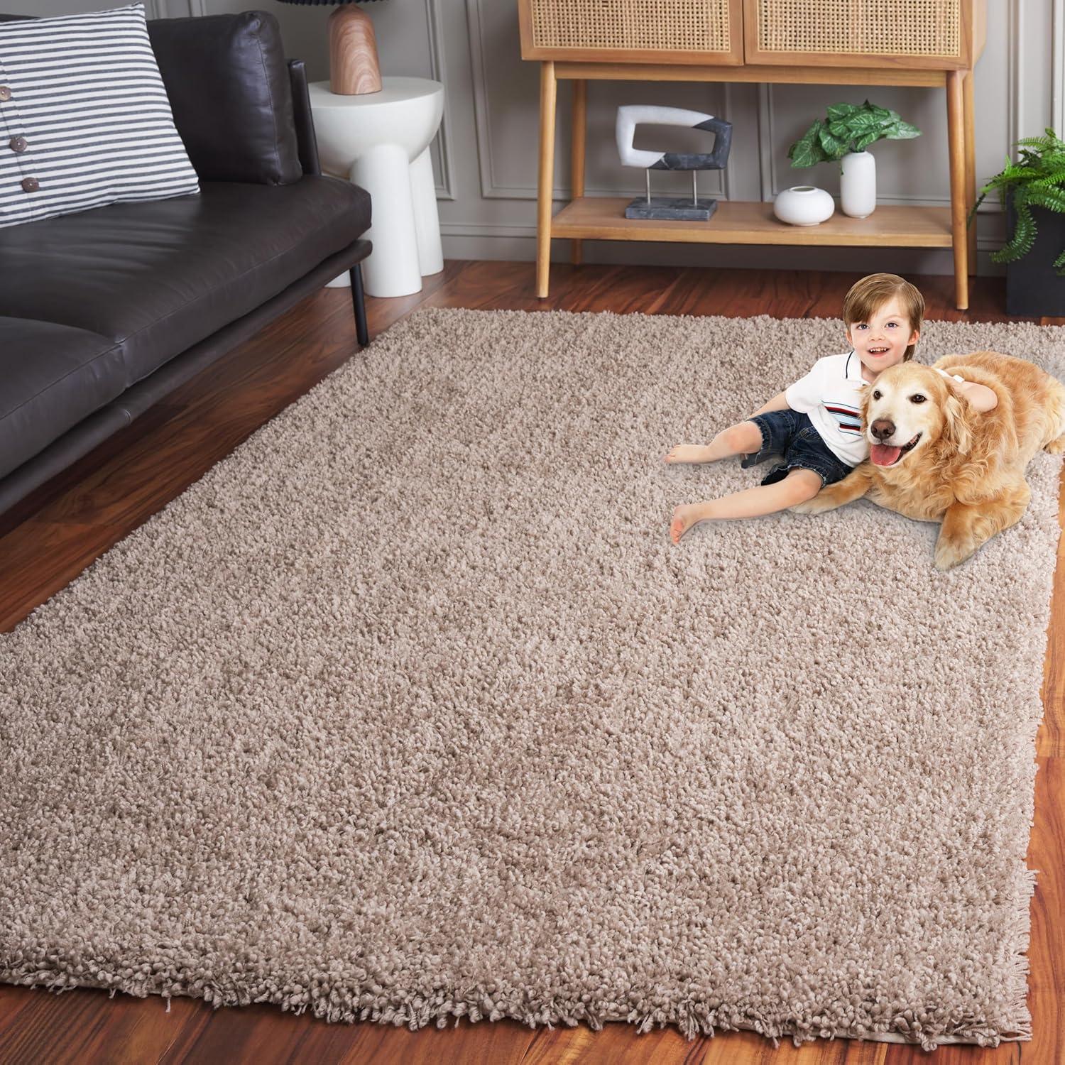 image:imageSAFAVIEH Classic Shag Collection Area Rug 5 x 8 Lime Handmade 175inch Thick Ideal for High Traffic Areas in Living Room Bedroom SG240BTaupe