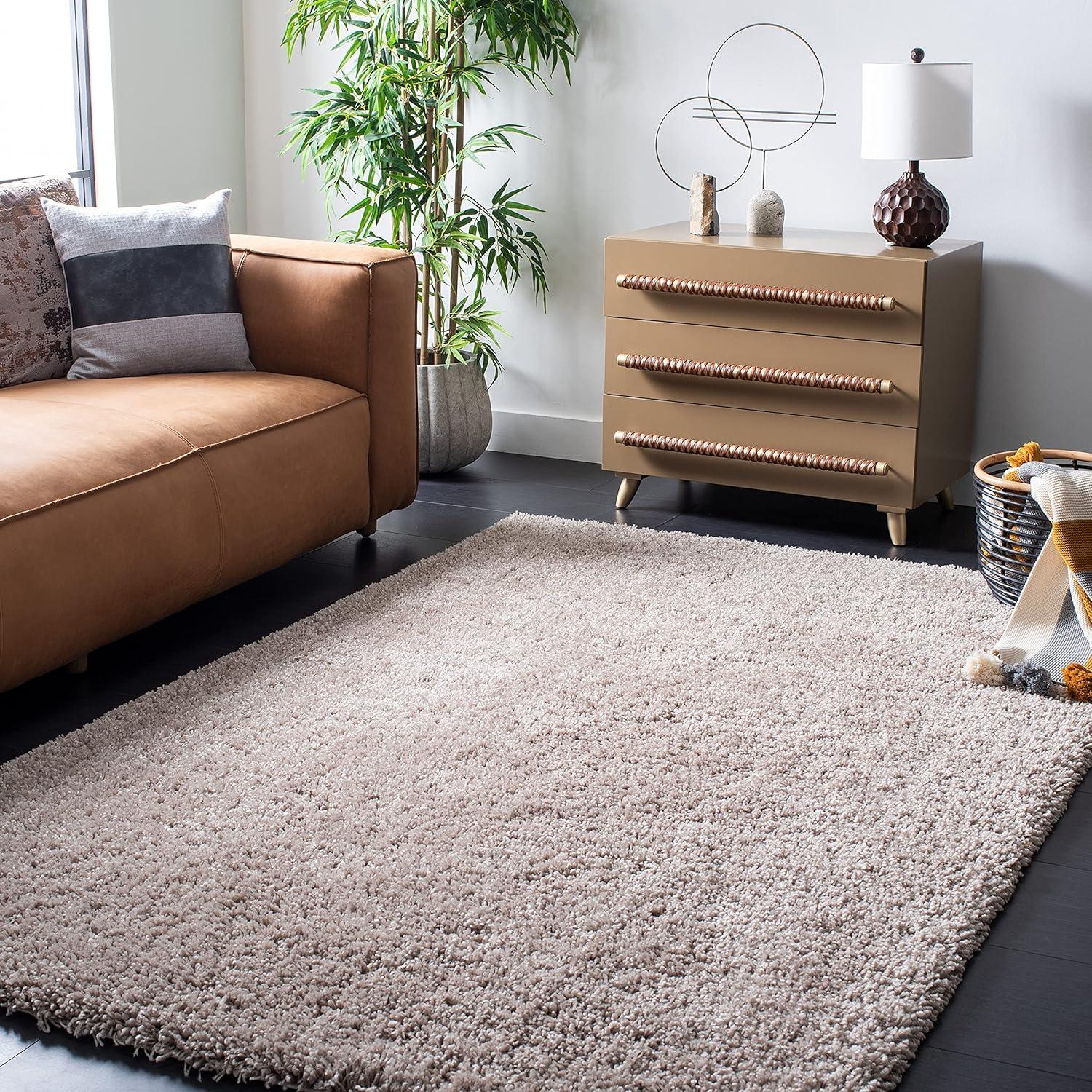 image:imageSAFAVIEH Classic Shag Collection Area Rug 5 x 8 Lime Handmade 175inch Thick Ideal for High Traffic Areas in Living Room Bedroom SG240BTaupe