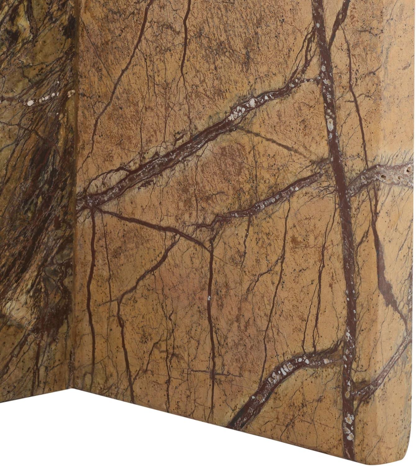 image:imageSAFAVIEH Couture Collection Adriano Brown amp Beige Marble Square Accent Table Fully Assembled Stone Side Table SFV5767ABrownBeige