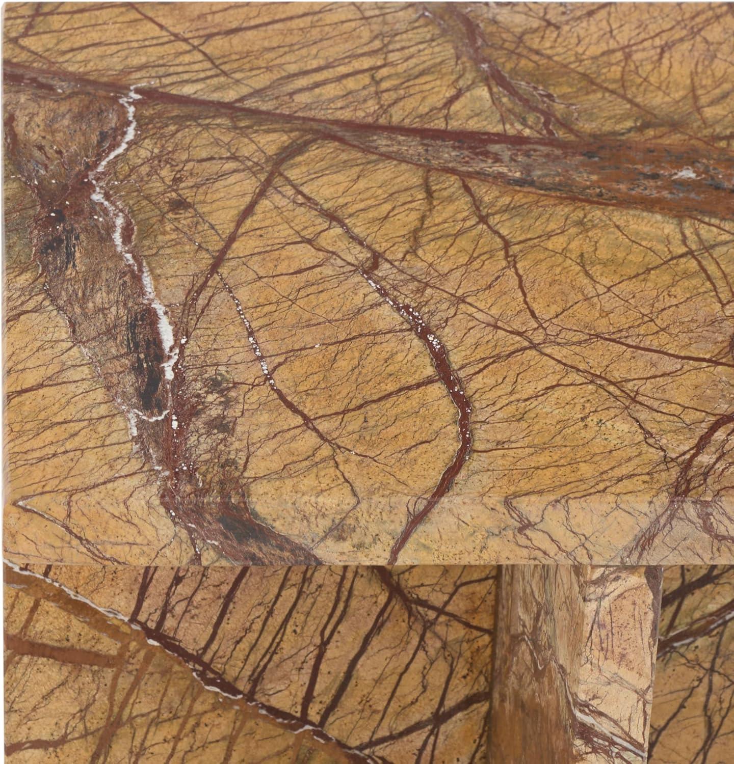 image:imageSAFAVIEH Couture Collection Adriano Brown amp Beige Marble Square Accent Table Fully Assembled Stone Side Table SFV5767ABrownBeige