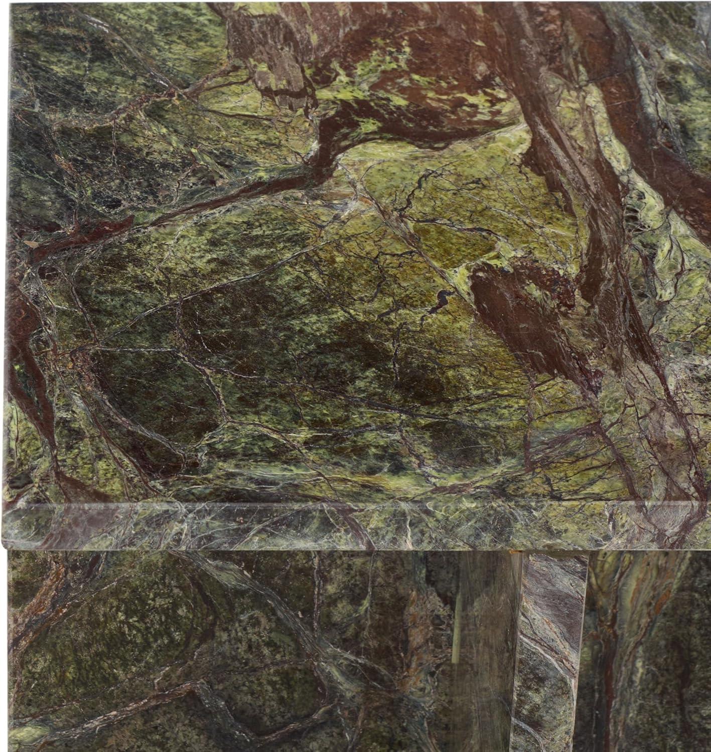 image:imageSAFAVIEH Couture Collection Adriano Brown amp Beige Marble Square Accent Table Fully Assembled Stone Side Table SFV5767AGreenBrown