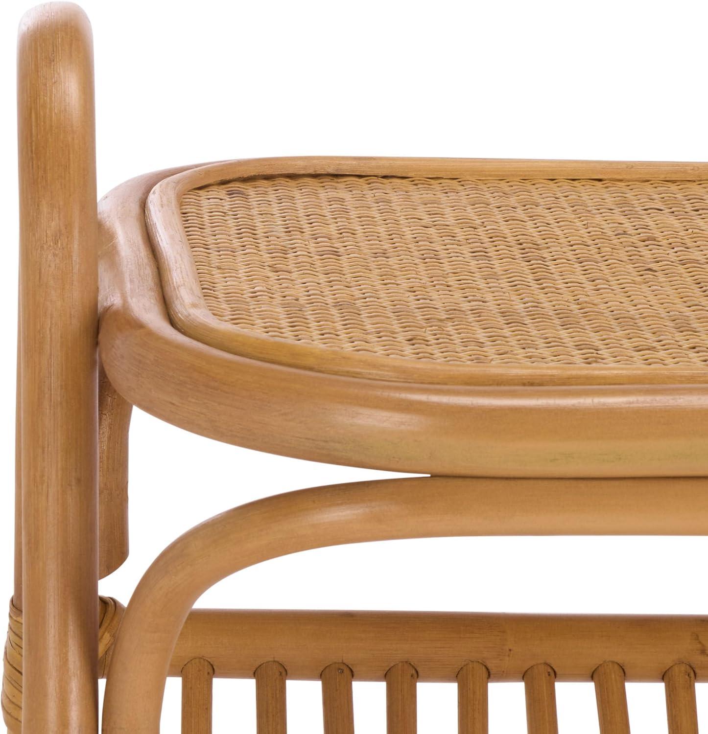 image:imageSAFAVIEH Couture Collection Bayard Natural Rattan Accent Table Side Table with Magazine Holder Tropical Coastal Design Fully Assembled CWK3017ANatural