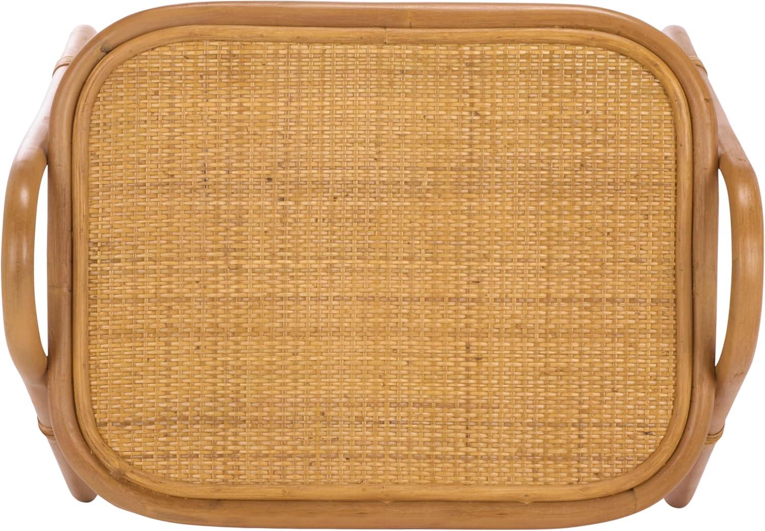 image:imageSAFAVIEH Couture Collection Bayard Natural Rattan Accent Table Side Table with Magazine Holder Tropical Coastal Design Fully Assembled CWK3017ANatural