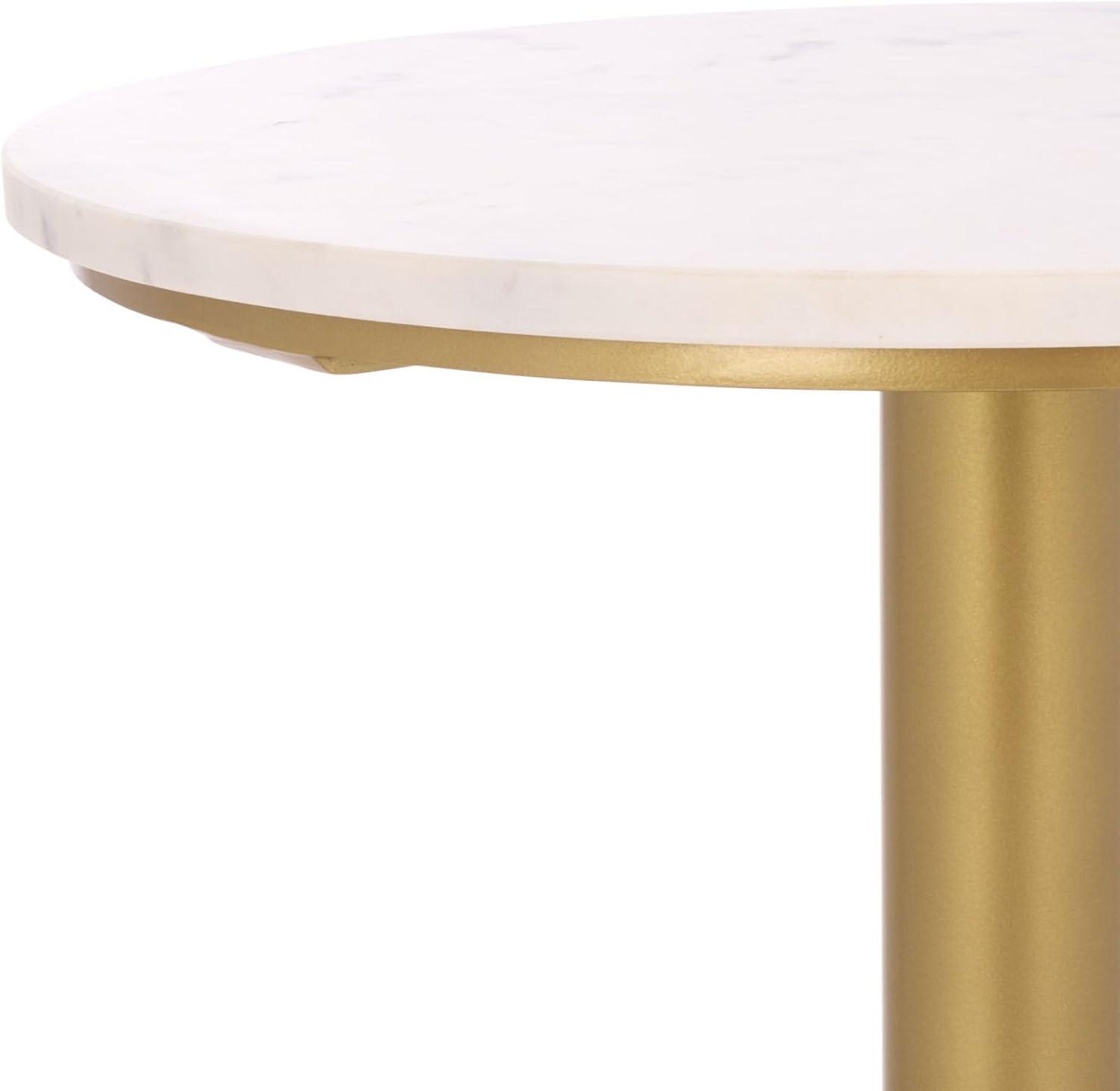 image:imageSAFAVIEH Couture Collection Branxton Brass amp Marble Accent Table Tall Round Side Table Modern Pedestal Design SFV7917ABrassWhite