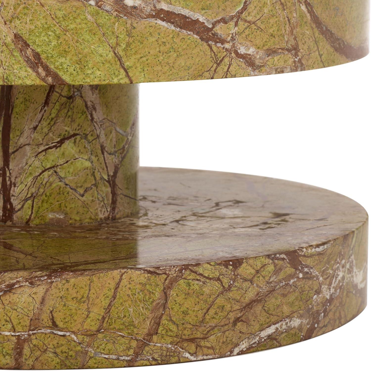 image:imageSAFAVIEH Couture Collection Danny Green amp Brown Stacked Round Marble Accent Table Fully Assembled SFV5766BBrownGreen