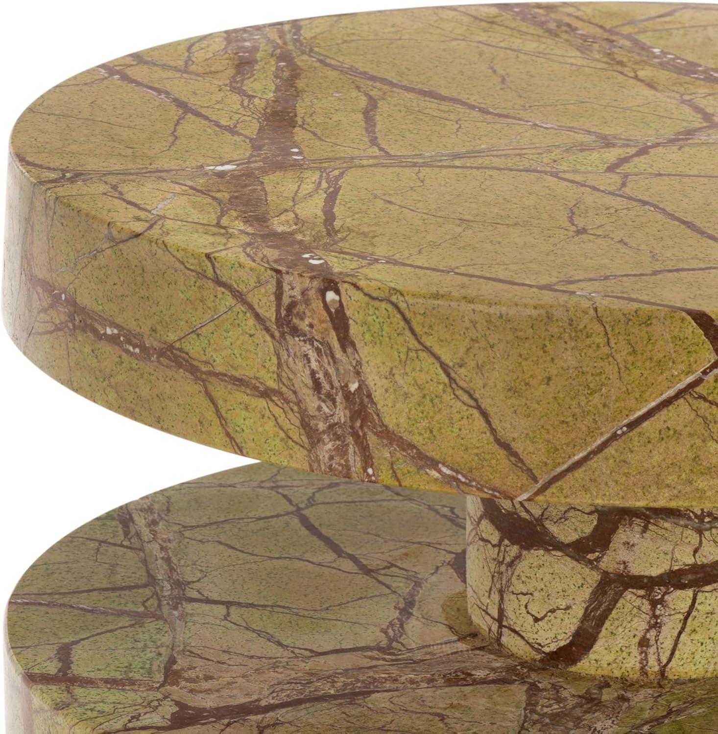 image:imageSAFAVIEH Couture Collection Danny Green amp Brown Stacked Round Marble Accent Table Fully Assembled SFV5766BBrownGreen